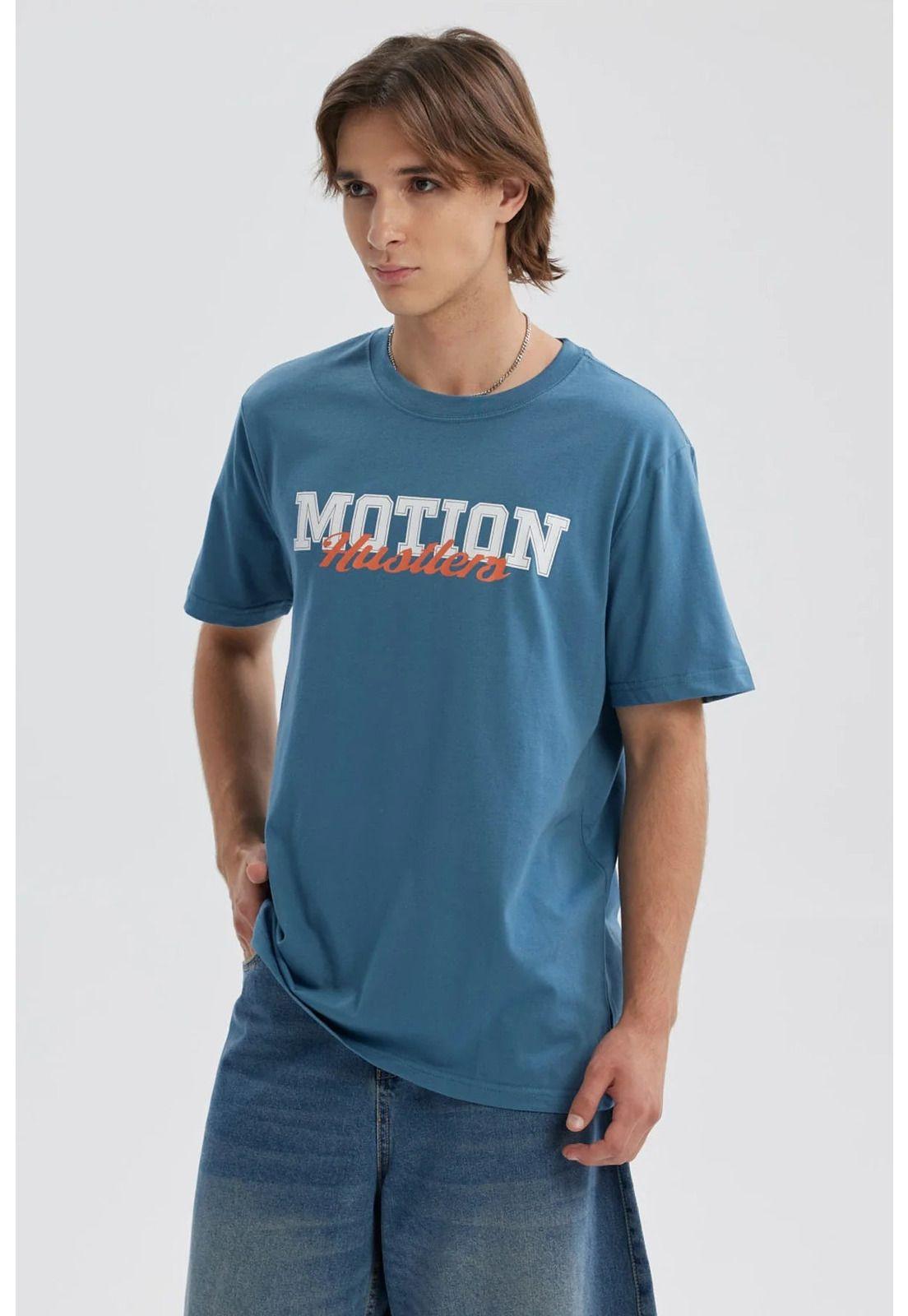 Polera Hombre Print Posicional Azul Piedra - ll-2