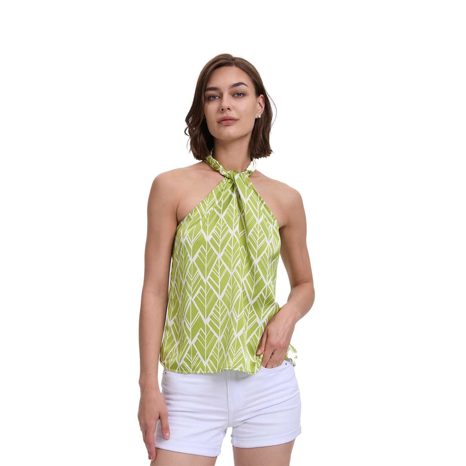 Blusa Mujer Escote Drapeado Verde Pistacho Fashion's Park-0