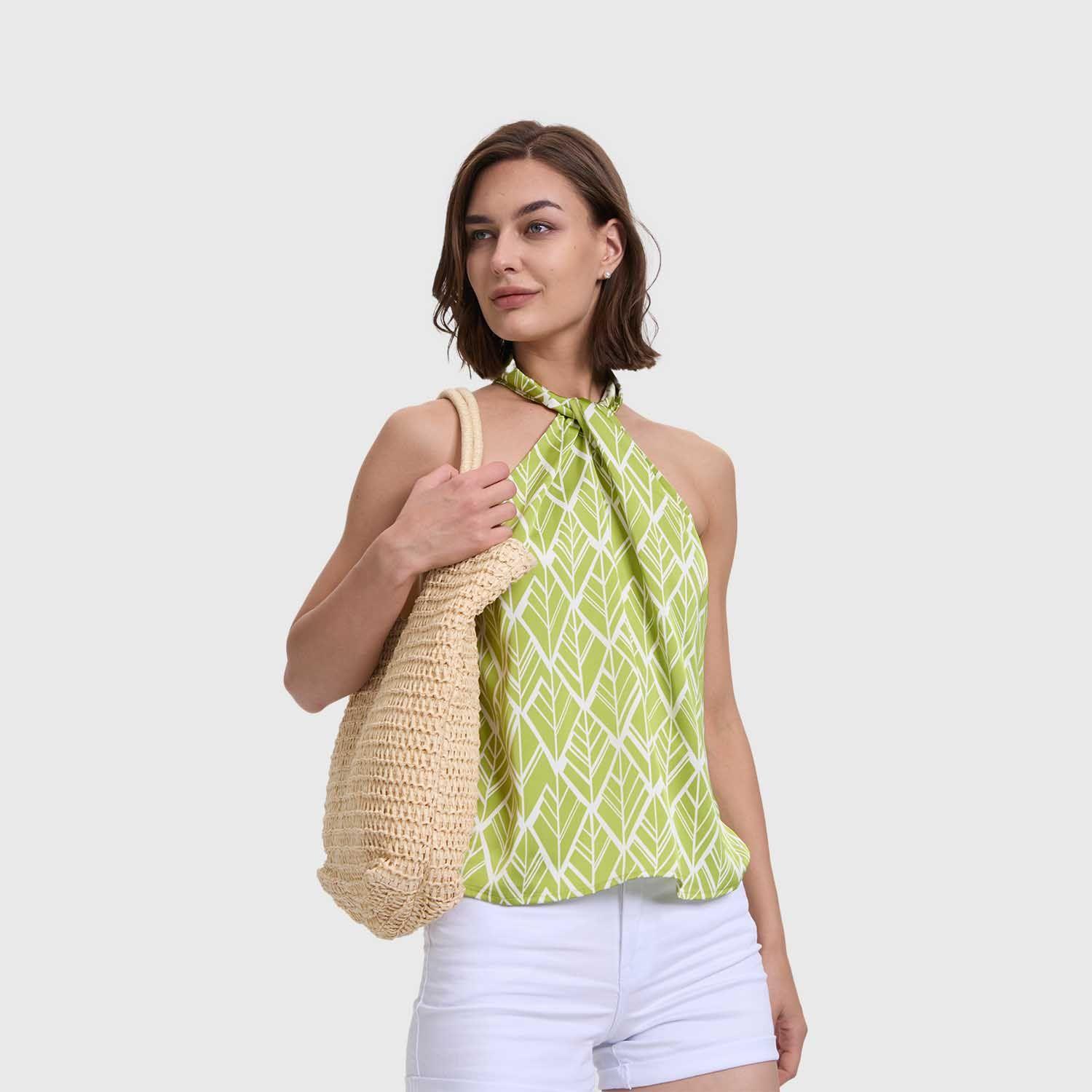 Blusa Mujer Escote Drapeado Verde Pistacho Fashion's Park-1