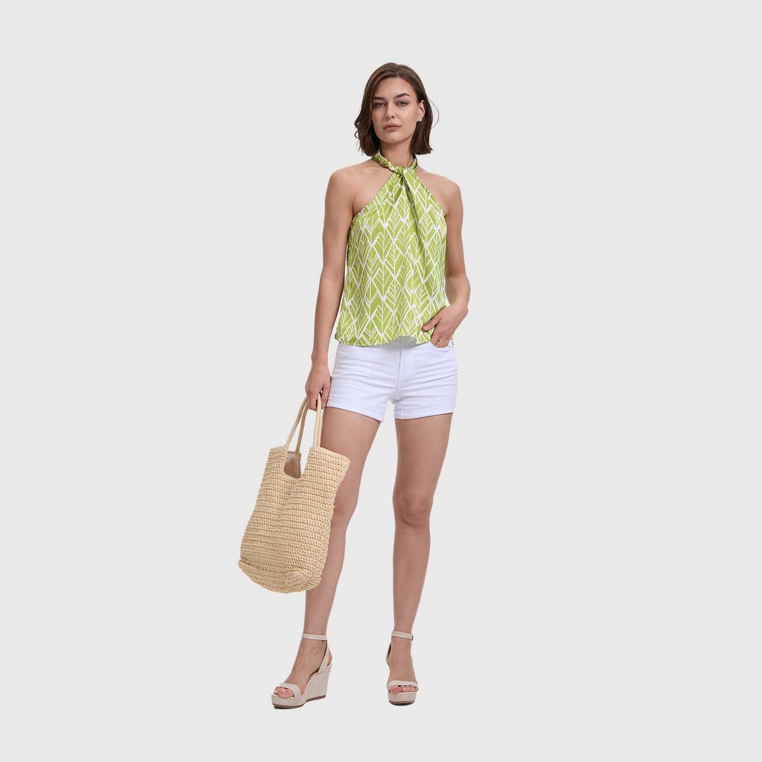 Blusa Mujer Escote Drapeado Verde Pistacho Fashion's Park-3
