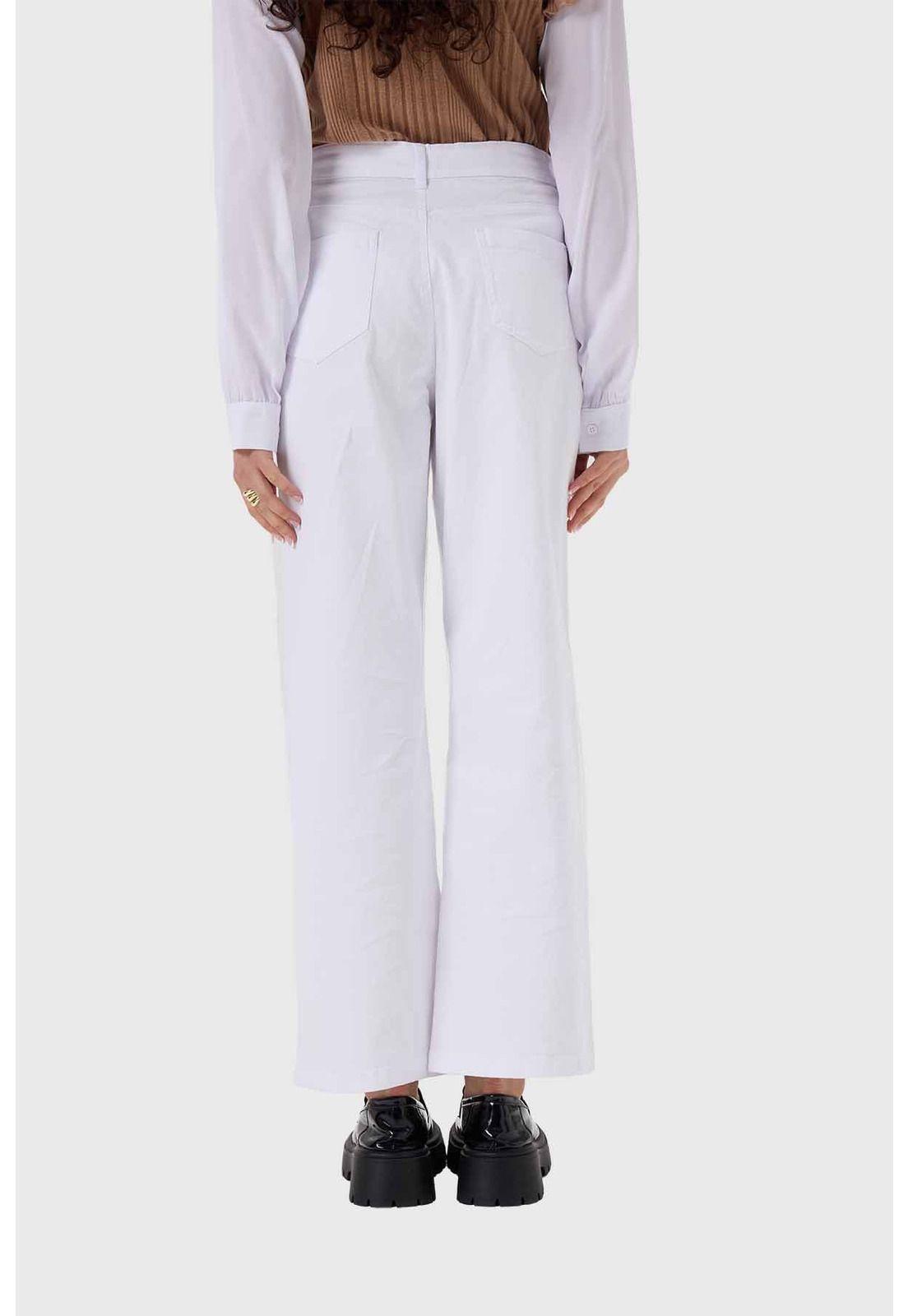 Pantalón Mujer Abotonado Blanco-2