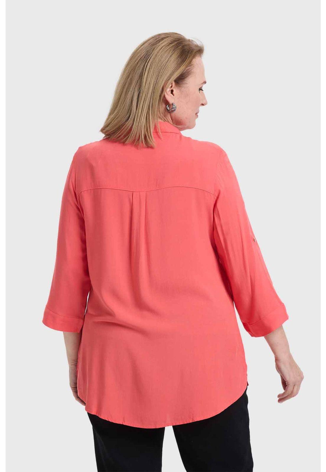 Blusa Mujer Abotonada Roll Up Coral-2