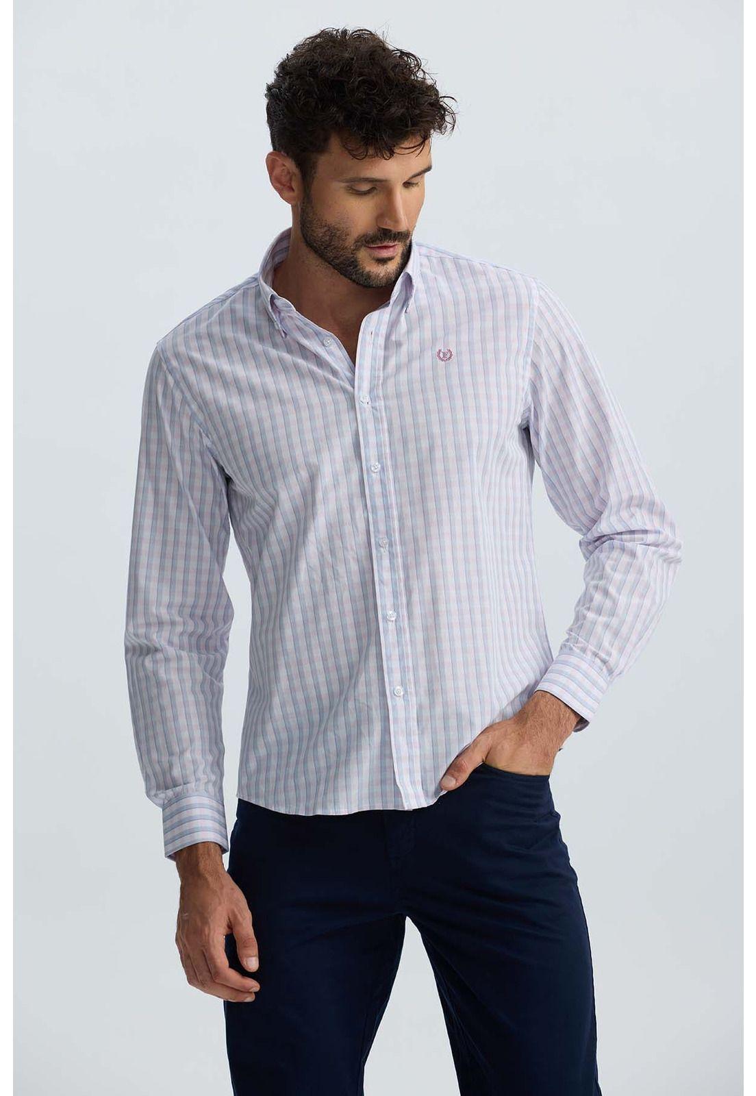 Camisa Hombre Cuadros Palo Rosa-0