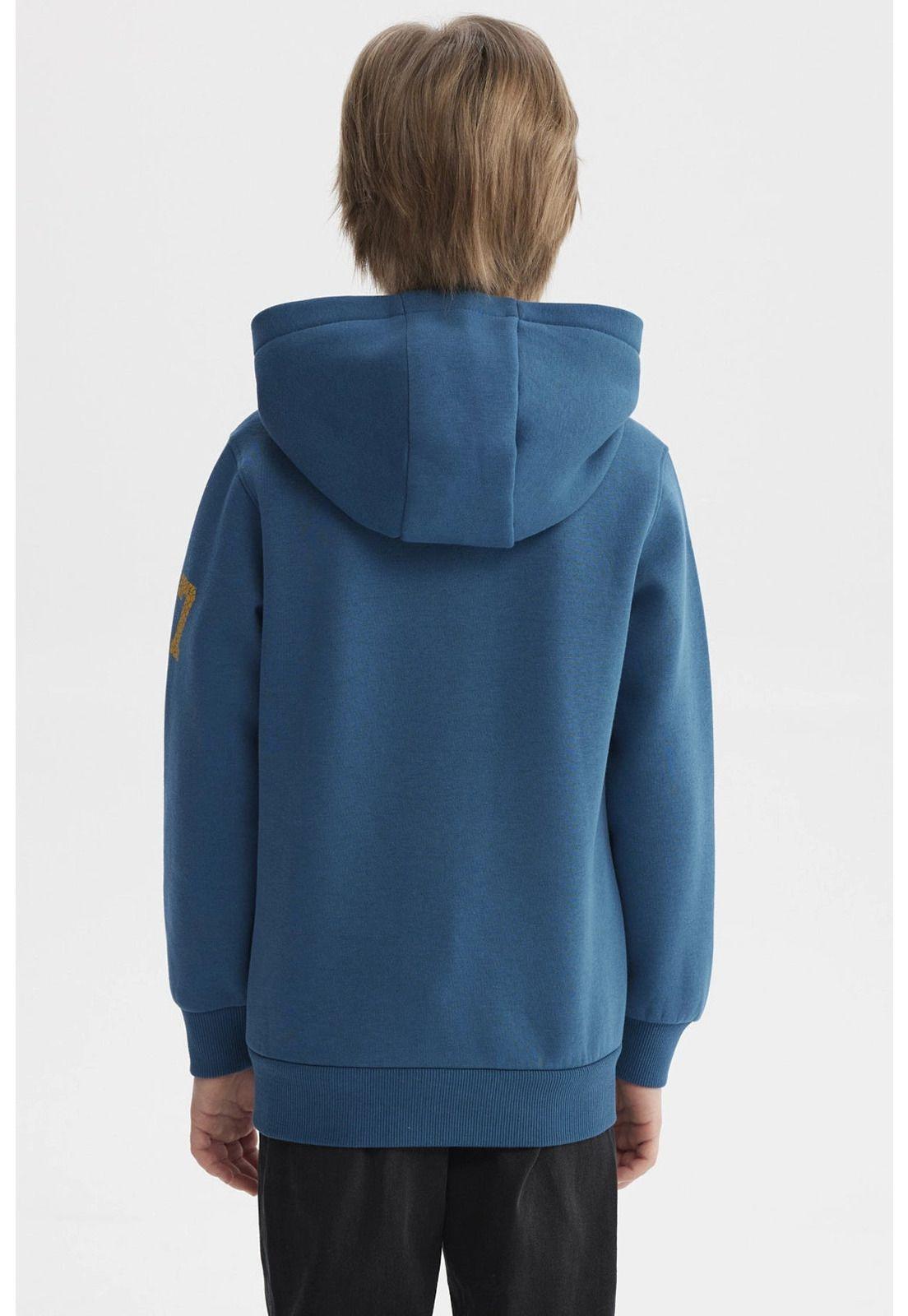 Polerón Niño Con Gorro Azul Petroleo-2