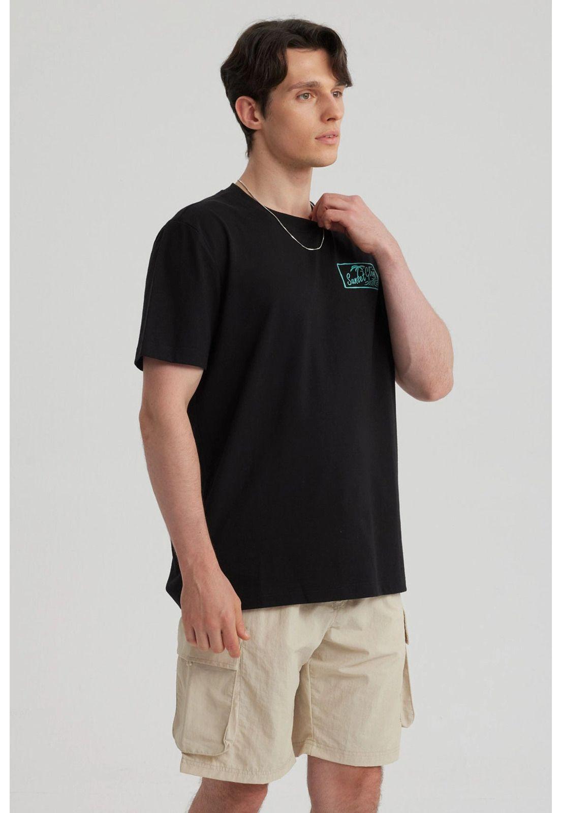 Polera Hombre Print Beach Negro-3