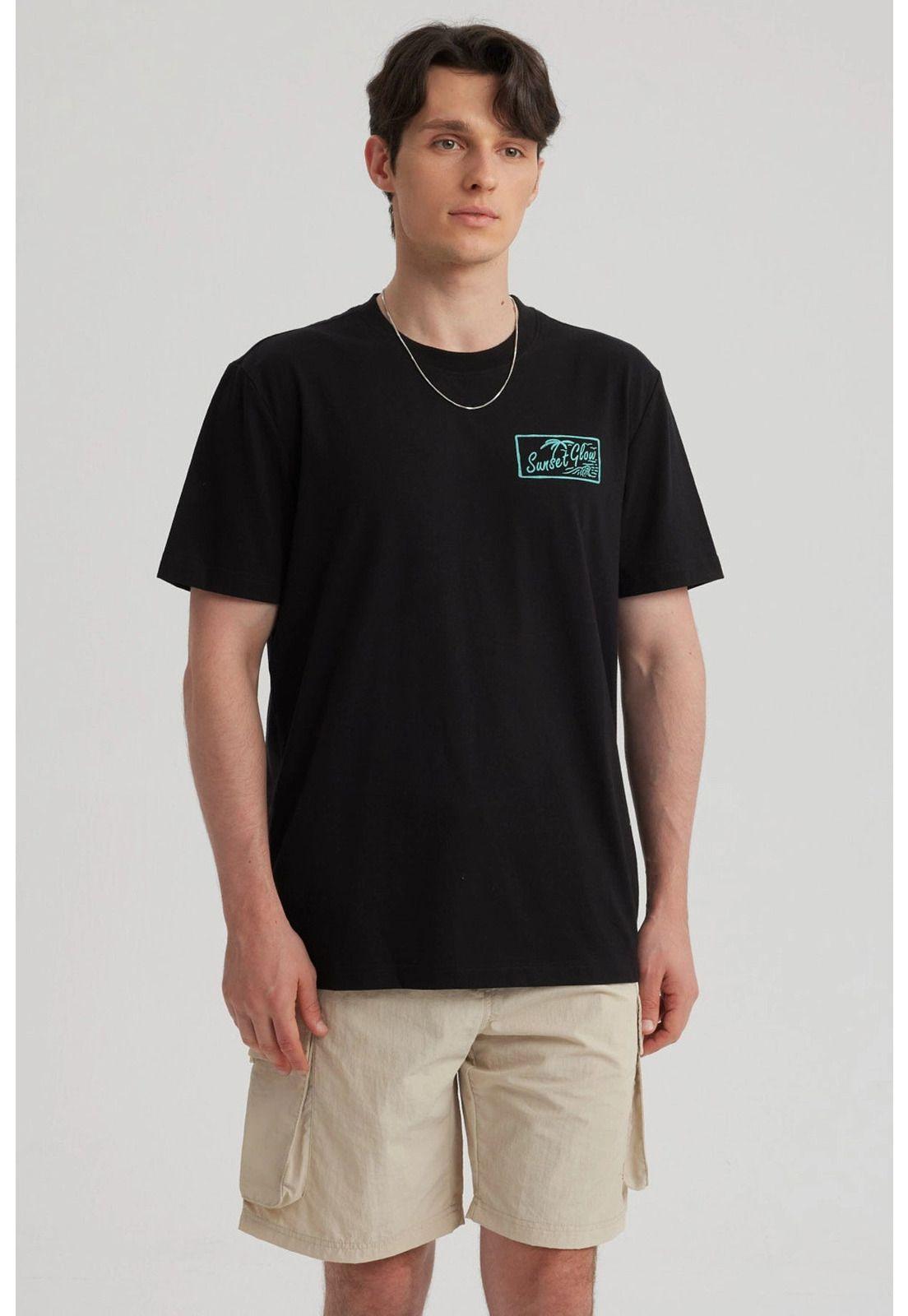 Polera Hombre Print Beach Negro-4