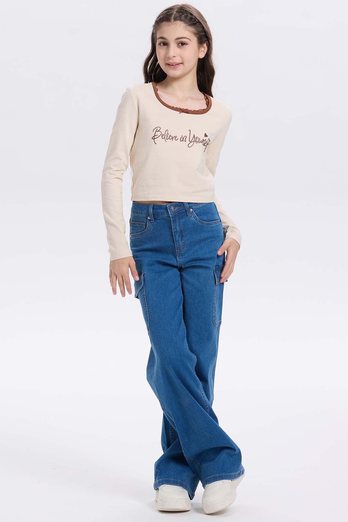 Polera Niña Con Aplicación Beige-3