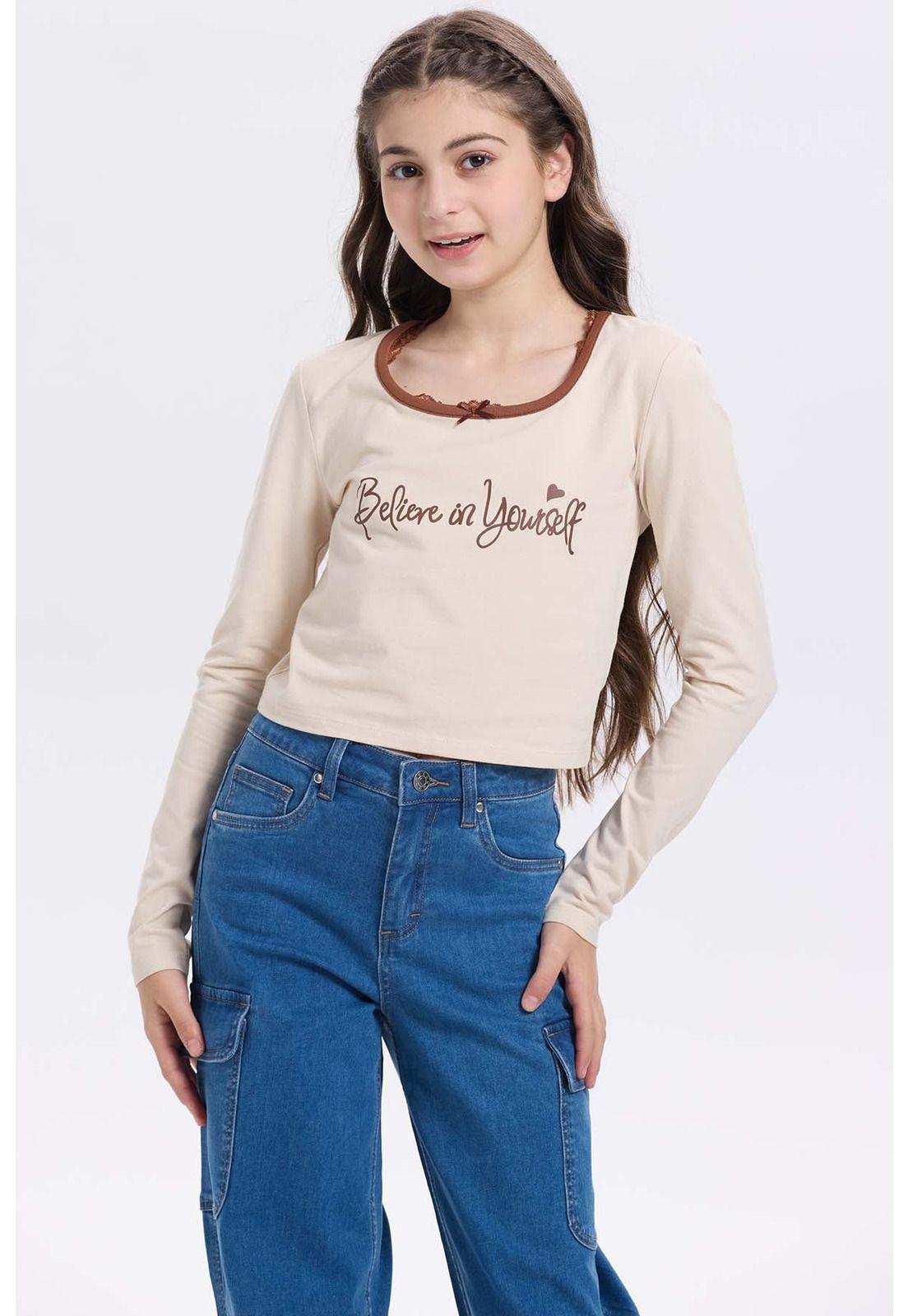 Polera Niña Con Aplicación Beige-0