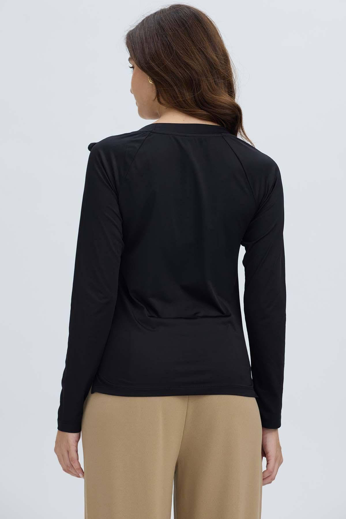 Polera Mujer Abertura y Lazo Negro-2