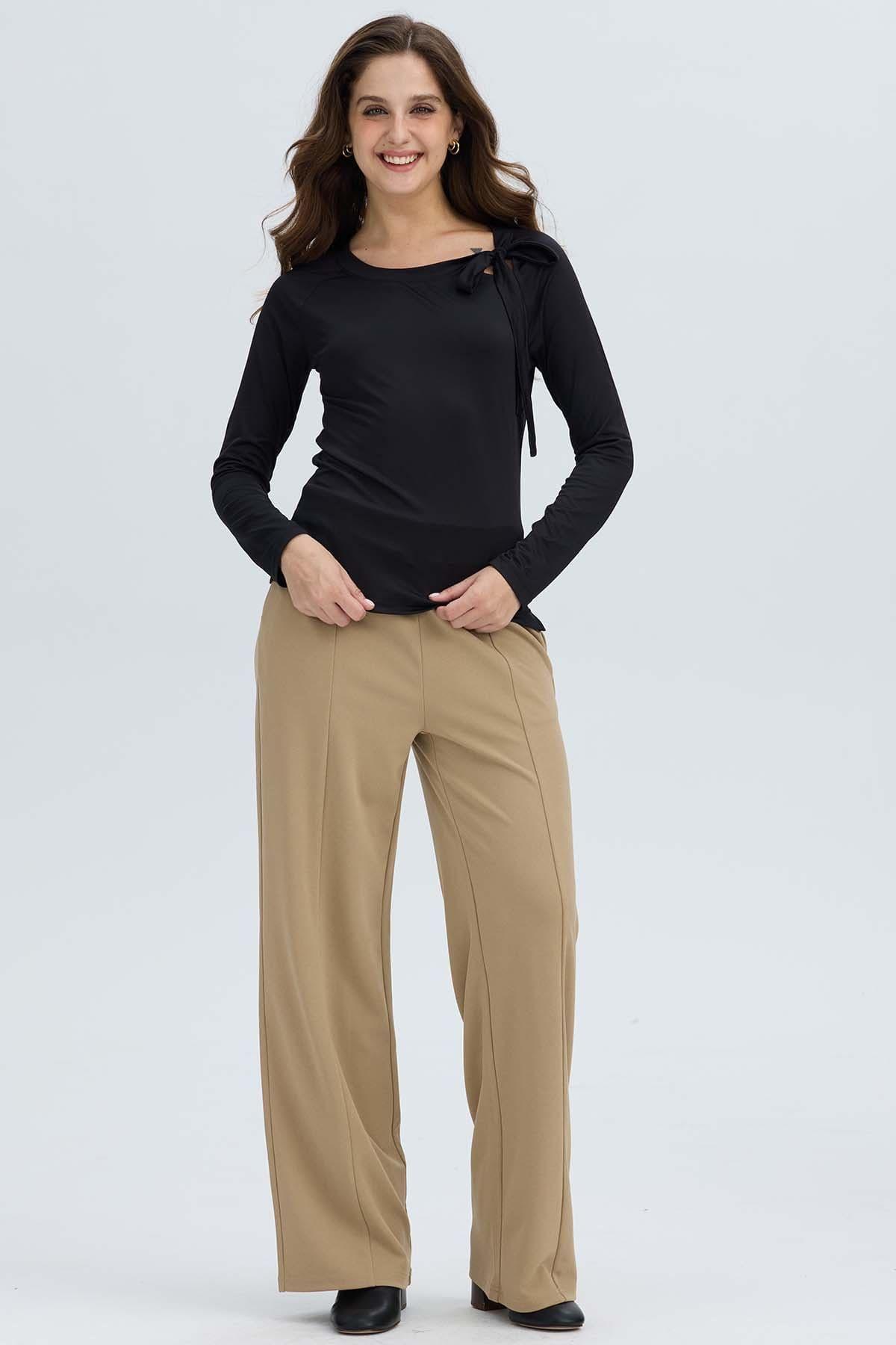 Polera Mujer Abertura y Lazo Negro-3