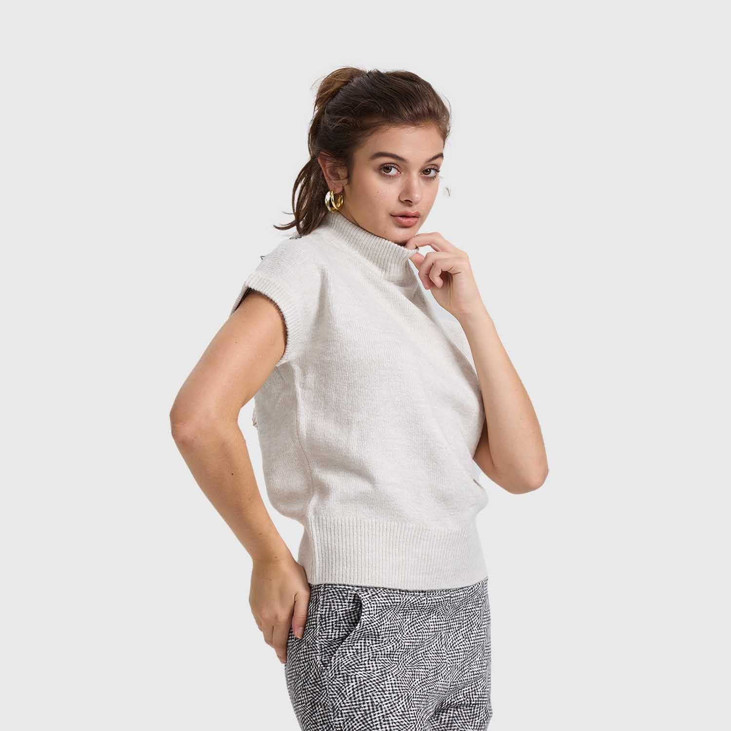 Sweater Mujer Liso Crema Fashion's Park-1