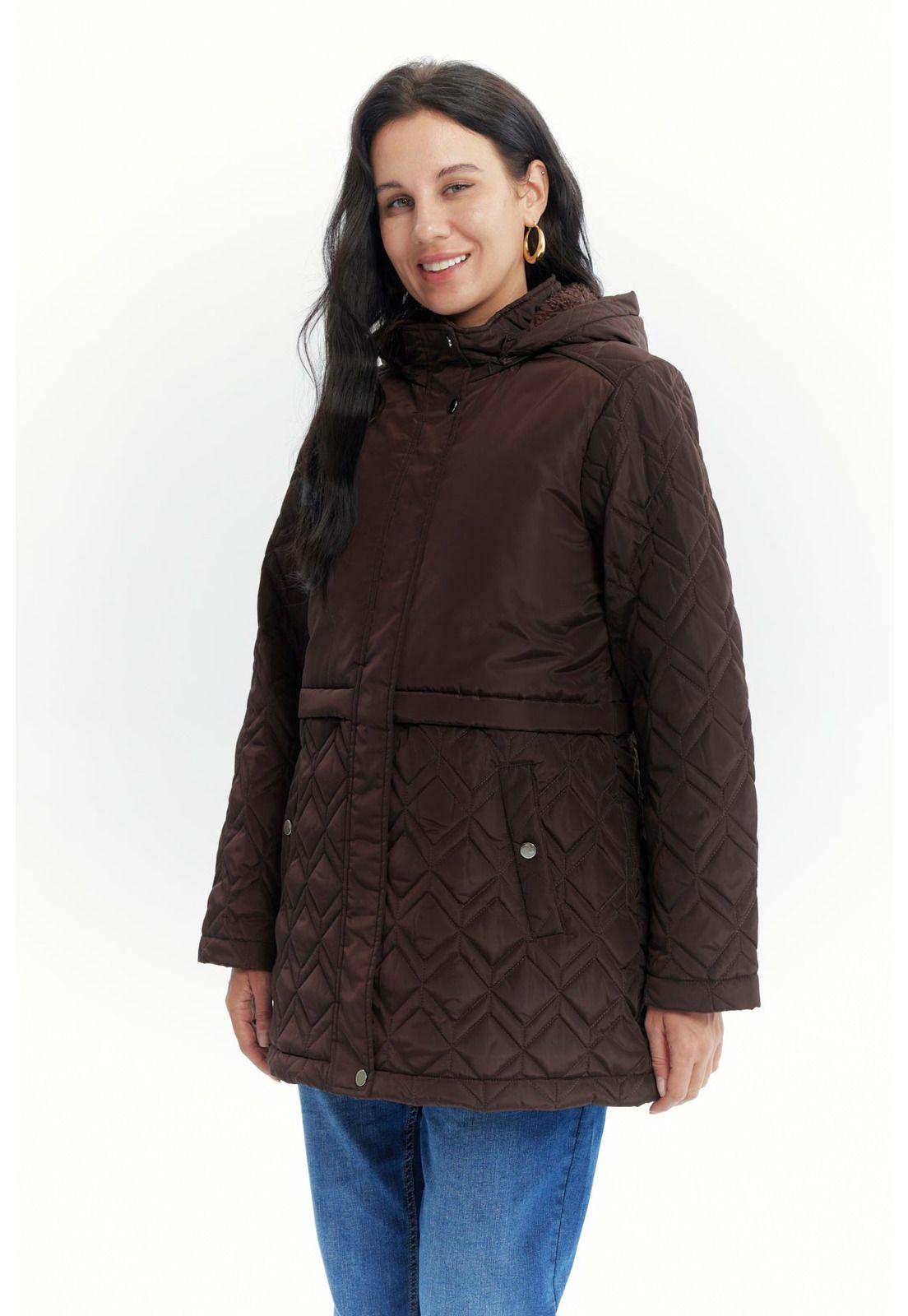 Parka Mujer Slim Café Oscuro-1