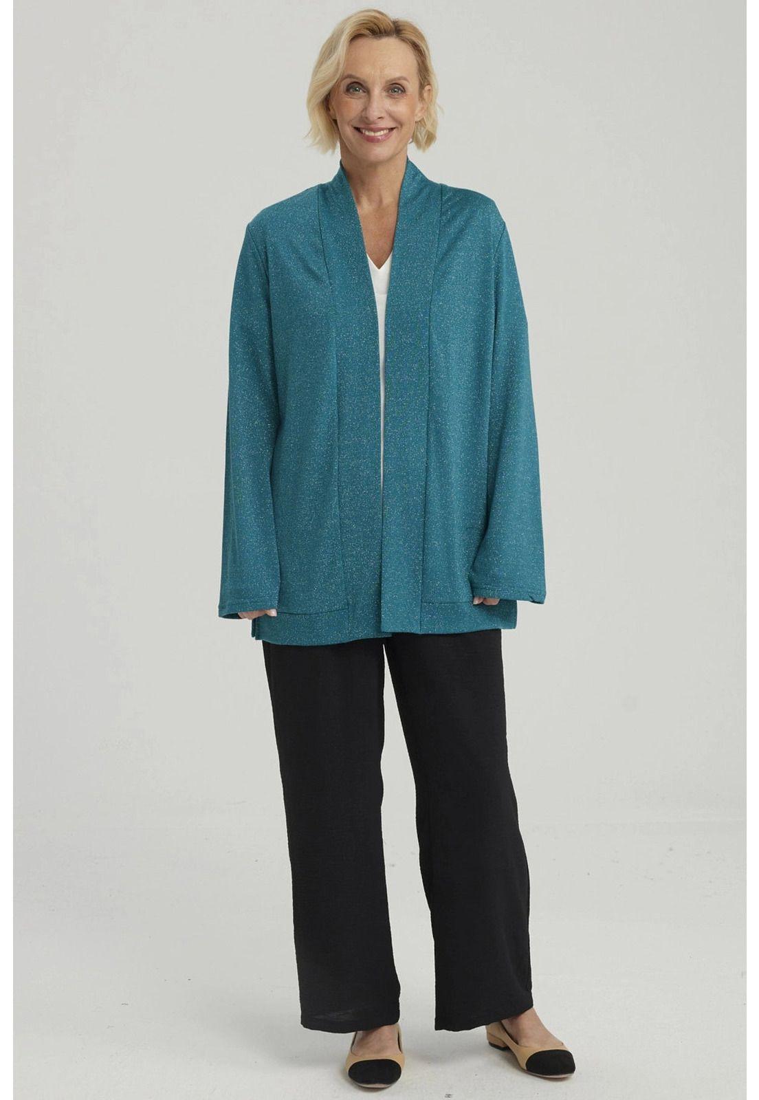 Sweater Mujer Abierto Petróleo-1