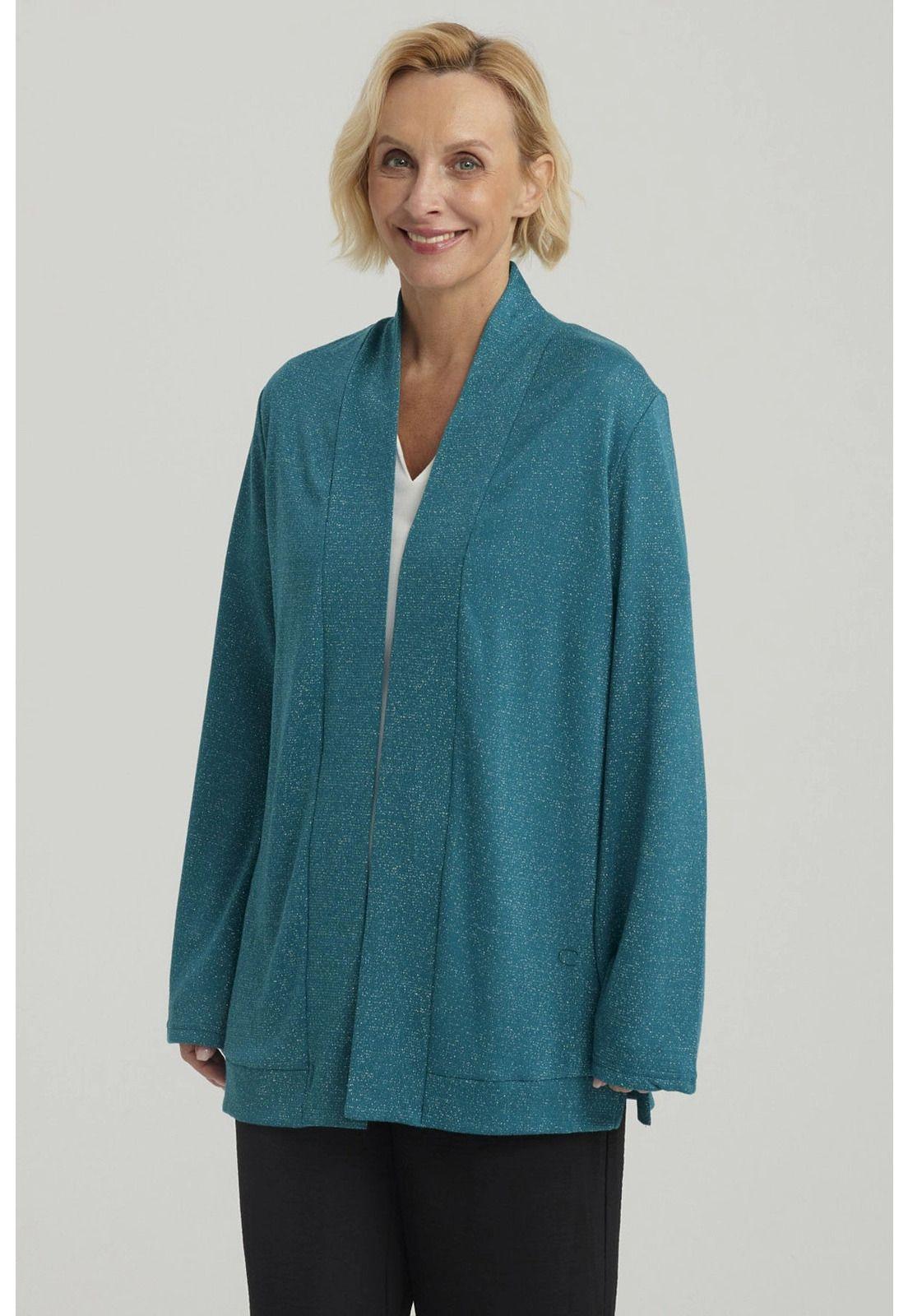 Sweater Mujer Abierto Petróleo-3