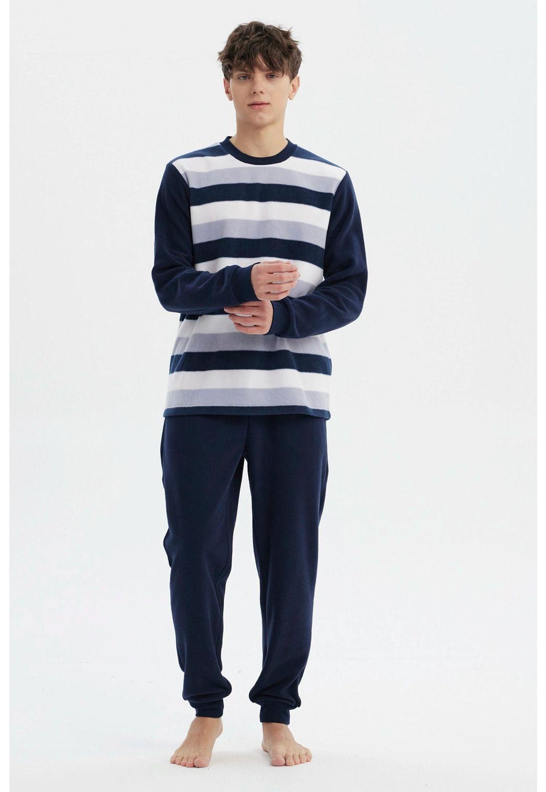 Pijama Hombre Pijama Polera Y Pantalón Azul - lll-0