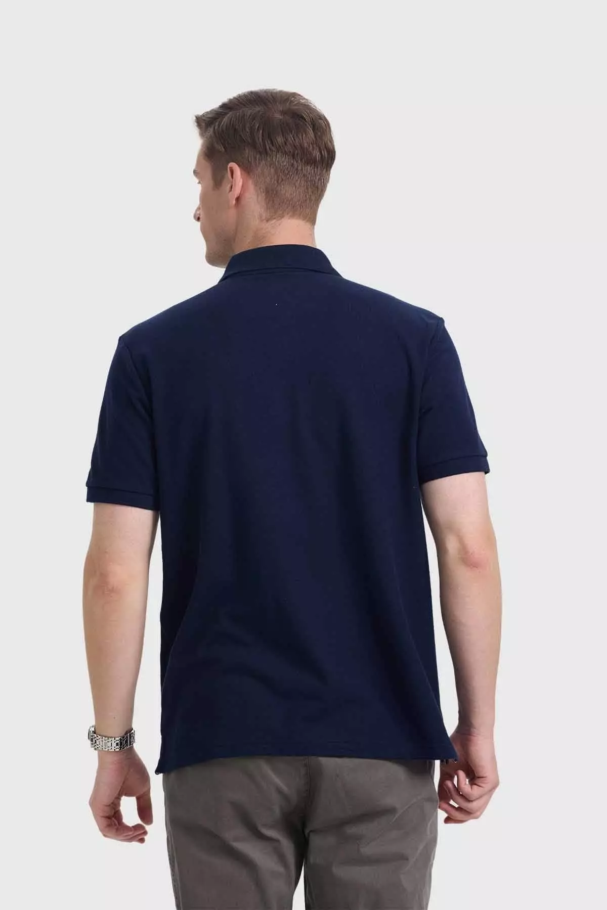 Polera Hombre Piqué Básica Azul Marino-2
