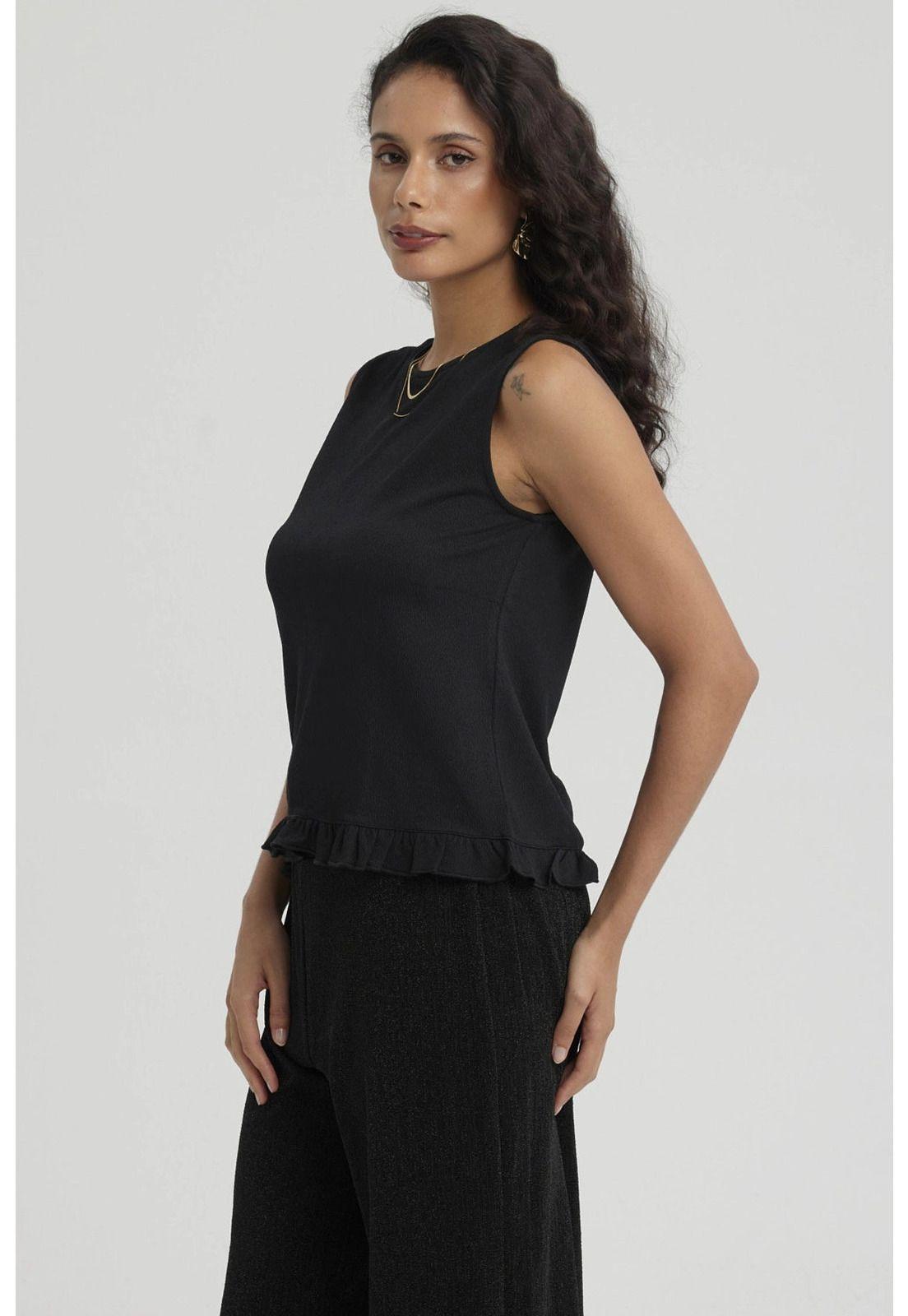 Polera Mujer Basta Con Vuelos Negro-5