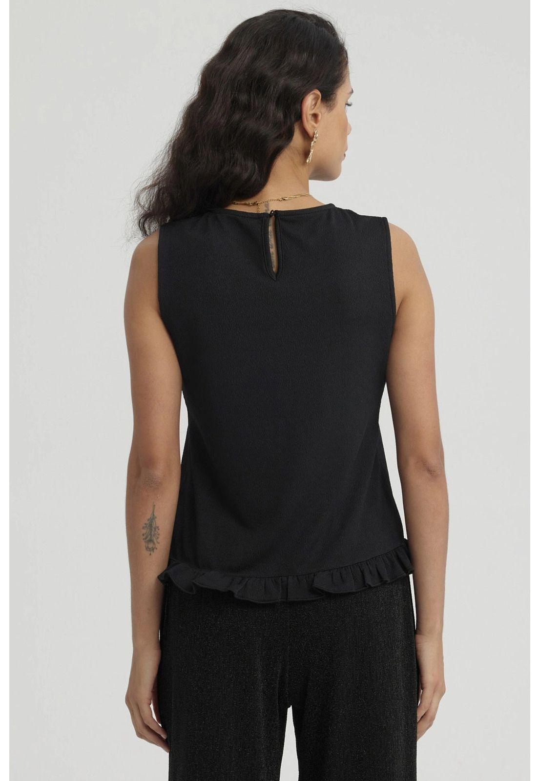 Polera Mujer Basta Con Vuelos Negro-6