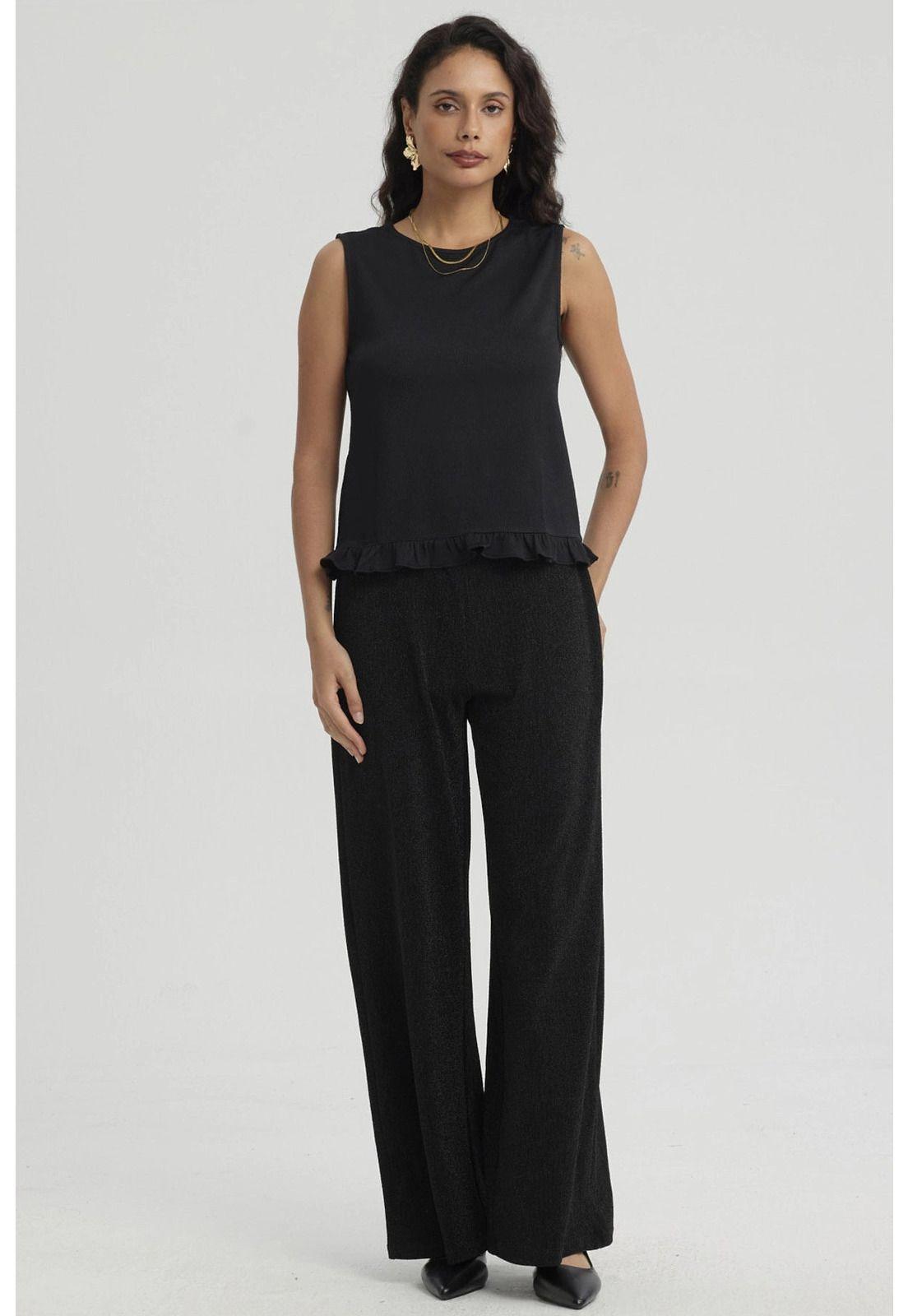 Polera Mujer Basta Con Vuelos Negro-7