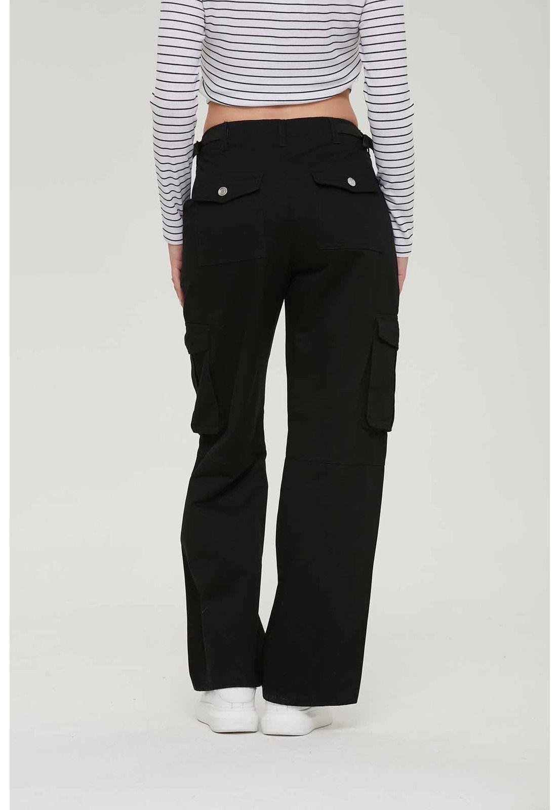 Pantalón Mujer Cargo Ajustable Negro-2