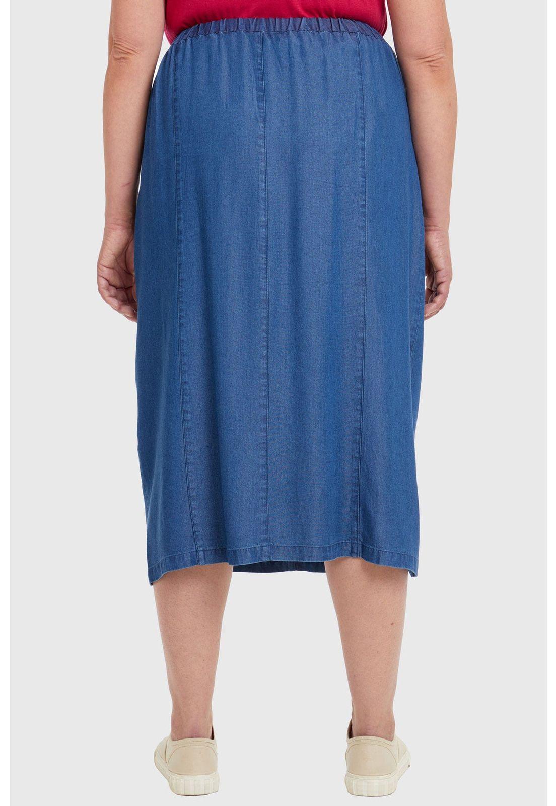 Falda Tencel Con Botones Azul - ll-2