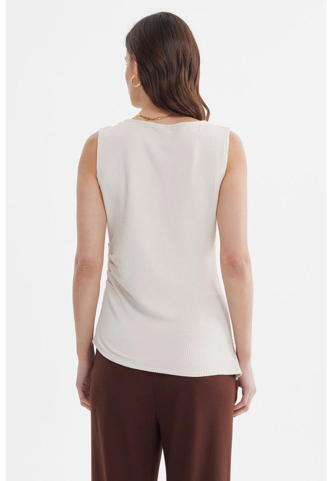 Polera Mujer Ajustada Sin Mangas Arena-2