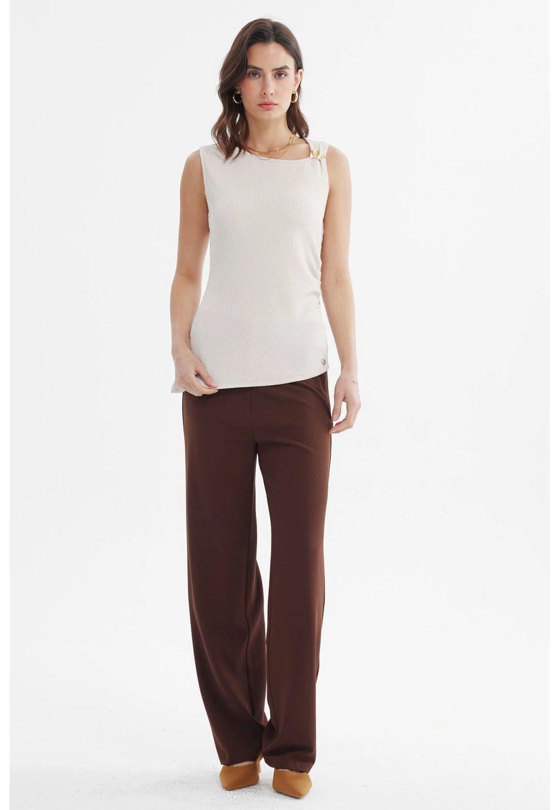 Polera Mujer Ajustada Sin Mangas Arena-3