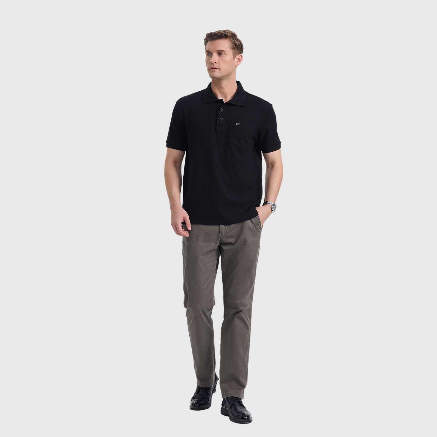 Polera Hombre Pique Básica Lisa Negro Fashion's Park-3