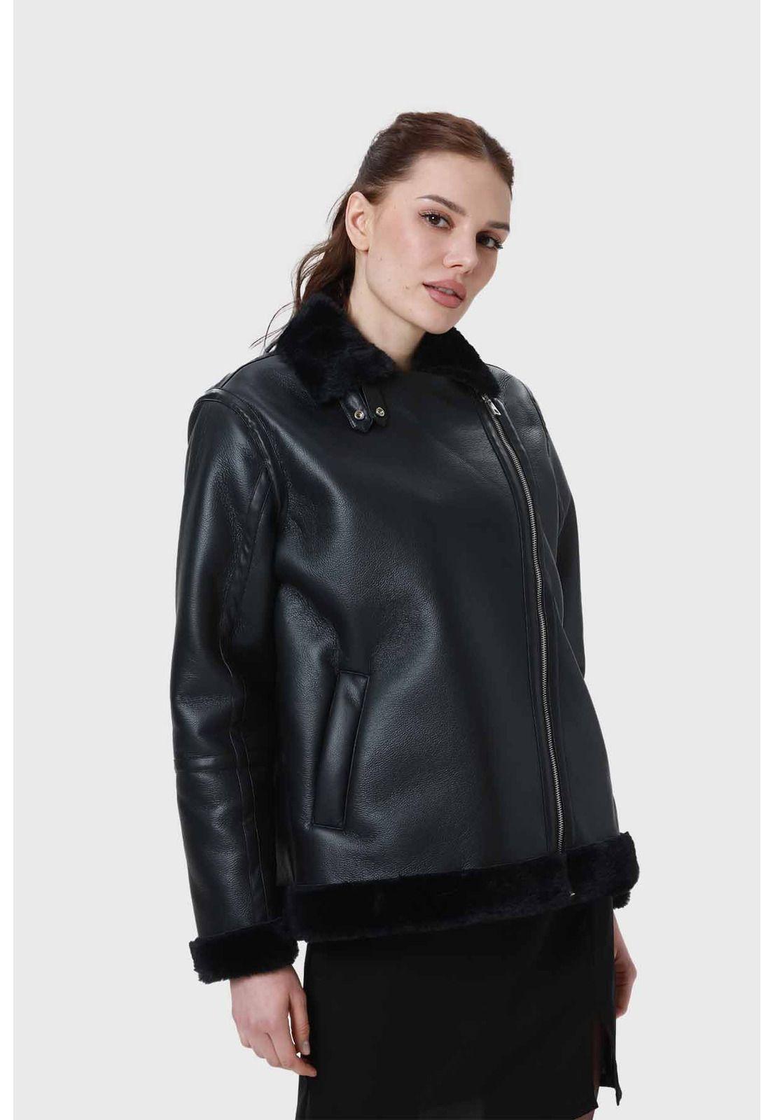 Chaqueta Mujer Aviador Negro-1