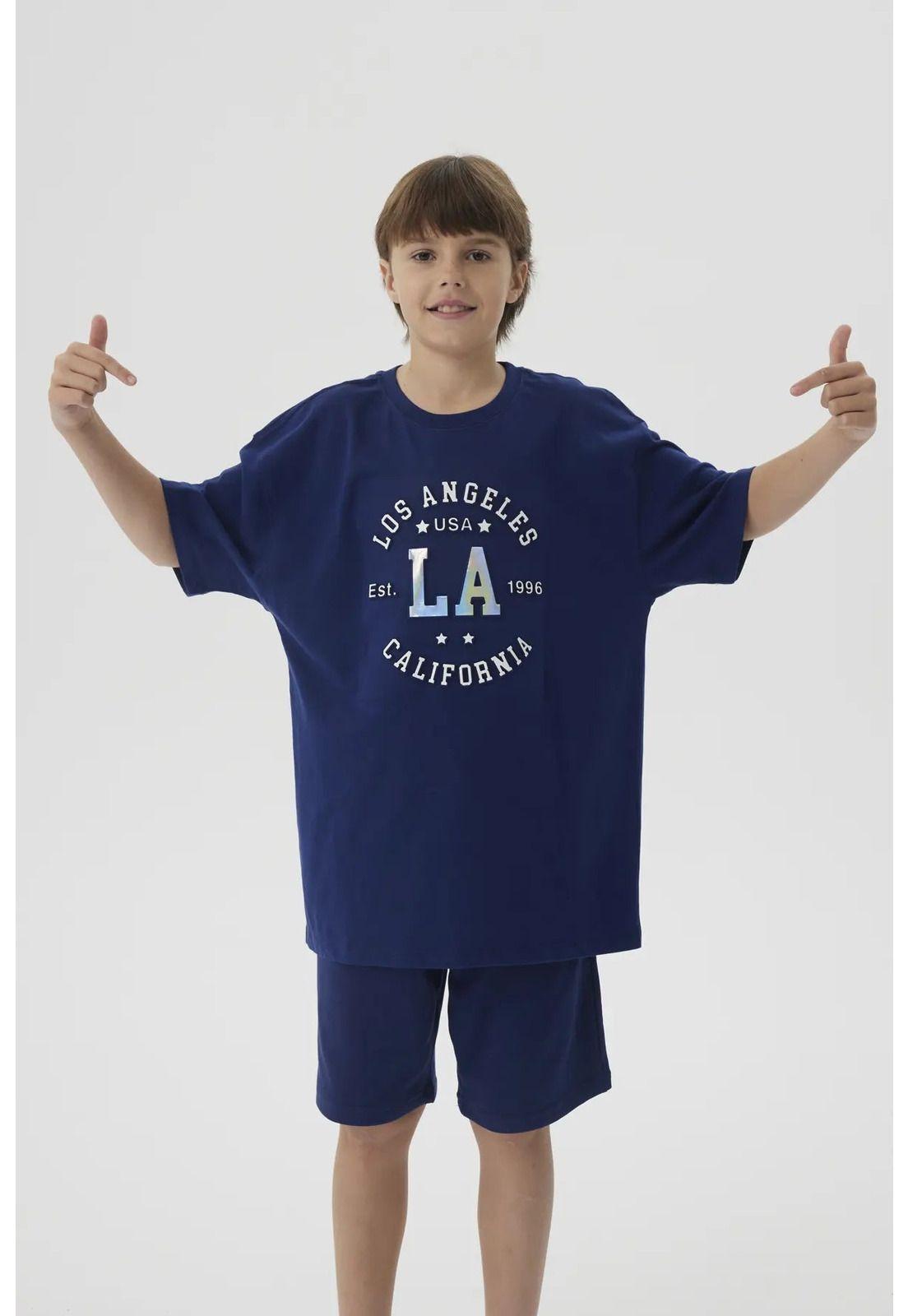 Polera Niño College Print 3D Azul Oscuro-0