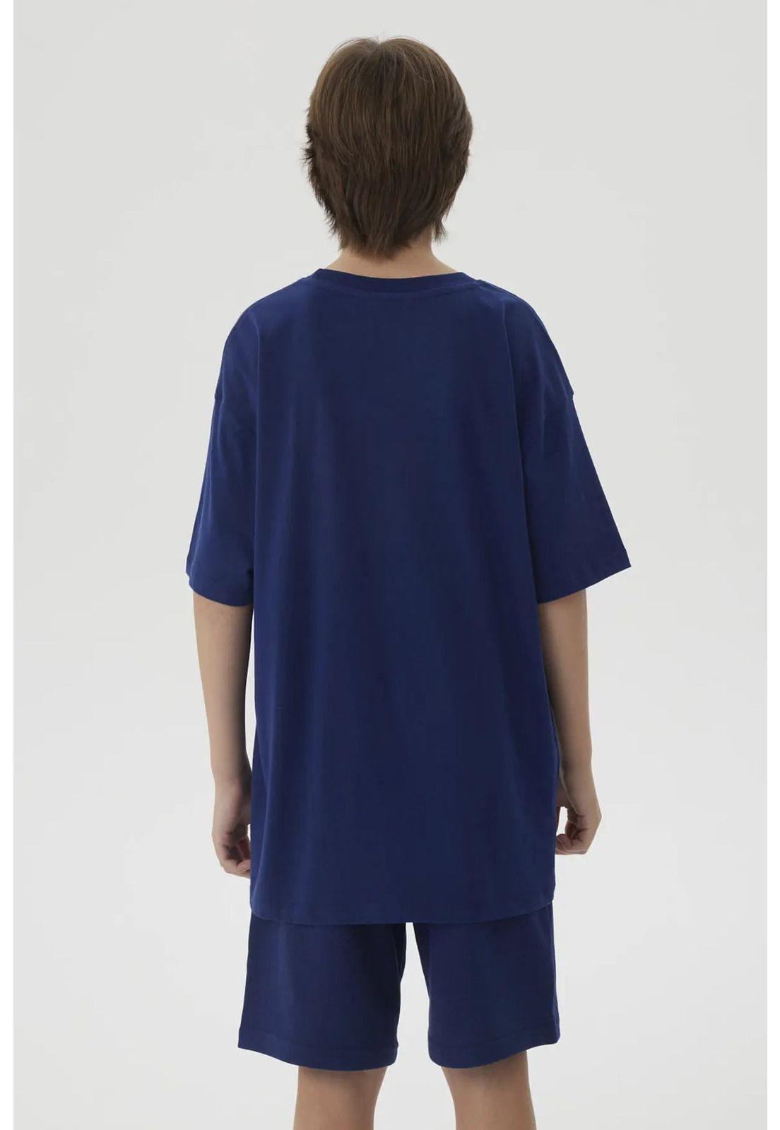 Polera Niño College Print 3D Azul Oscuro-2