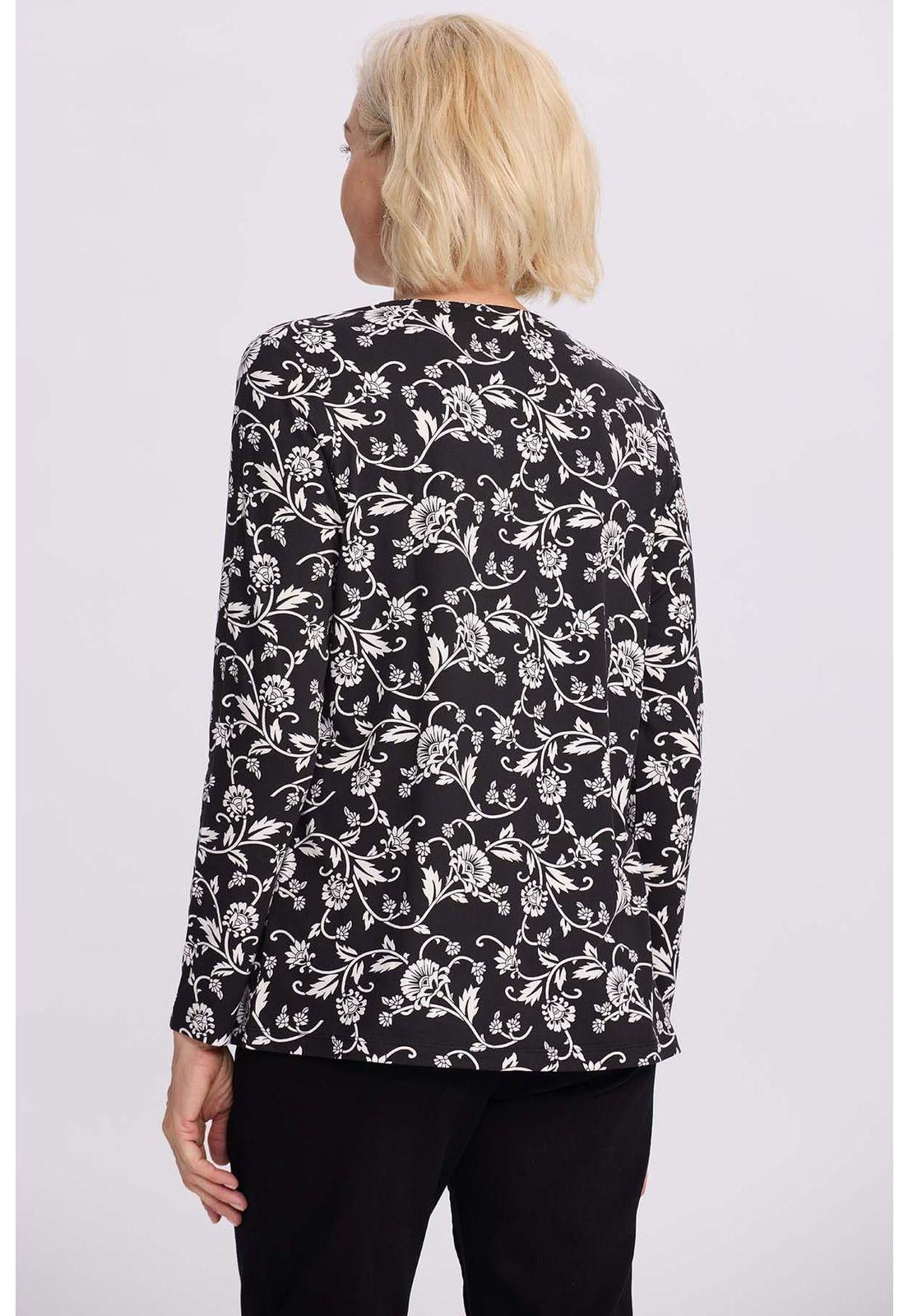 Polera Mujer Evasé Con Aplicación Negro - ll-2