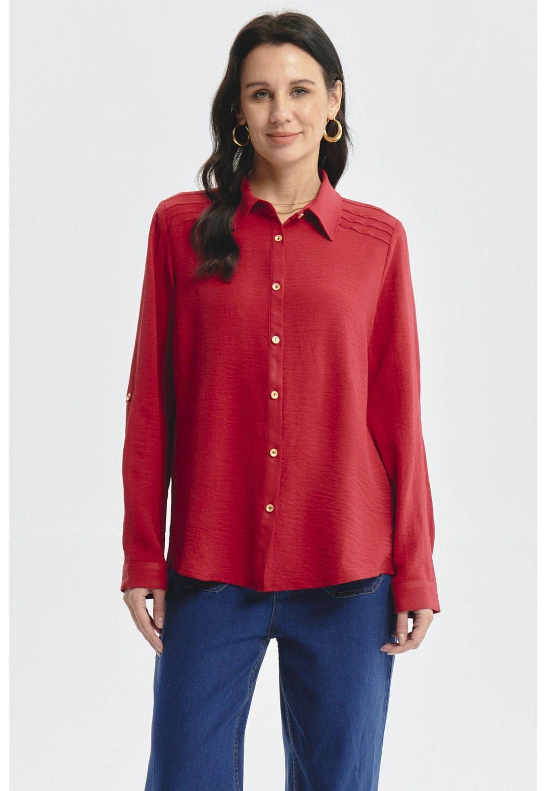 Blusa Mujer Roll Up Rojo-0
