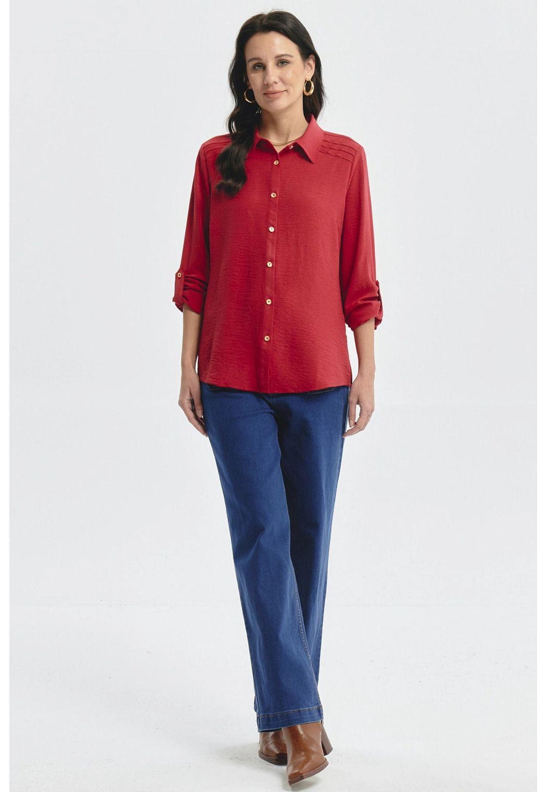 Blusa Mujer Roll Up Rojo-3