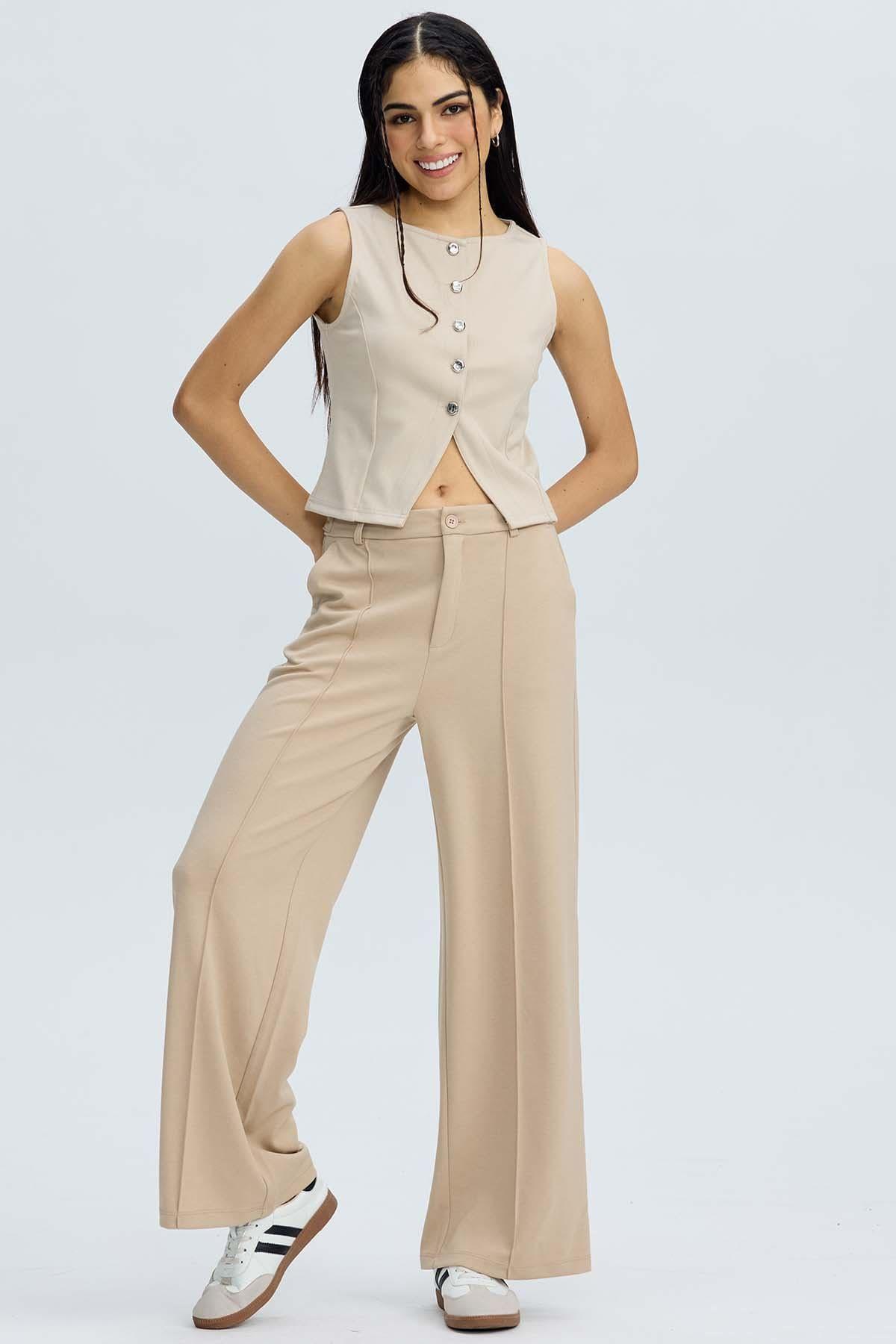 Blazer Mujer Gillette Botones Beige-3