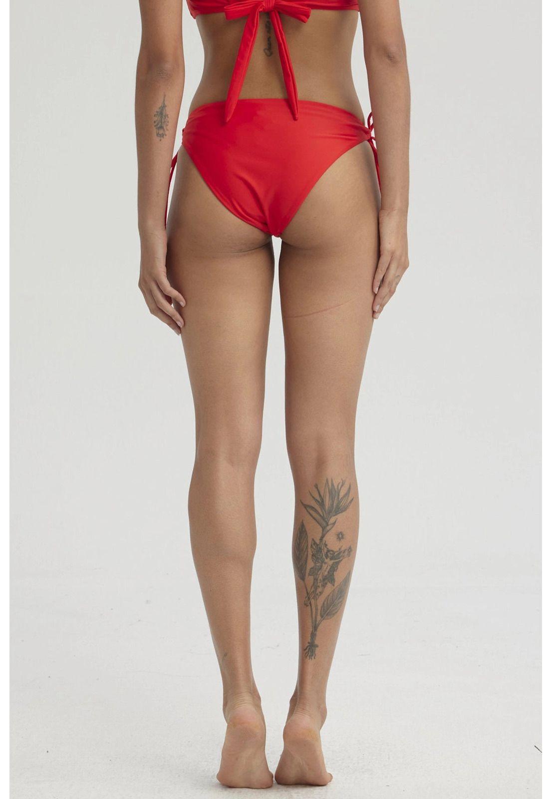 Traje De Baño Mujer Calzón Bikini Cordón Rojo-2