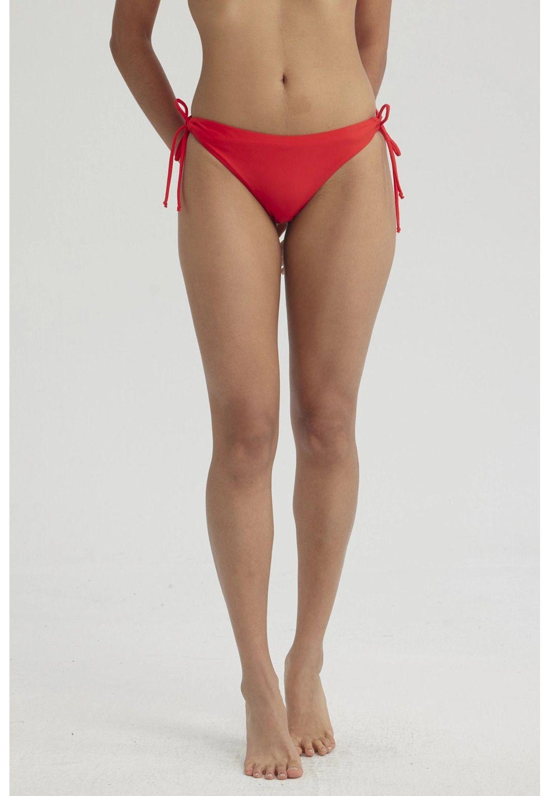 Traje De Baño Mujer Calzón Bikini Cordón Rojo-4