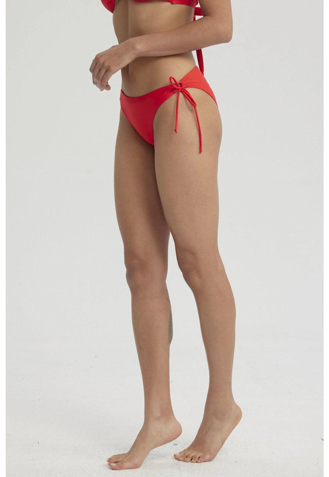 Traje De Baño Mujer Calzón Bikini Cordón Rojo-5