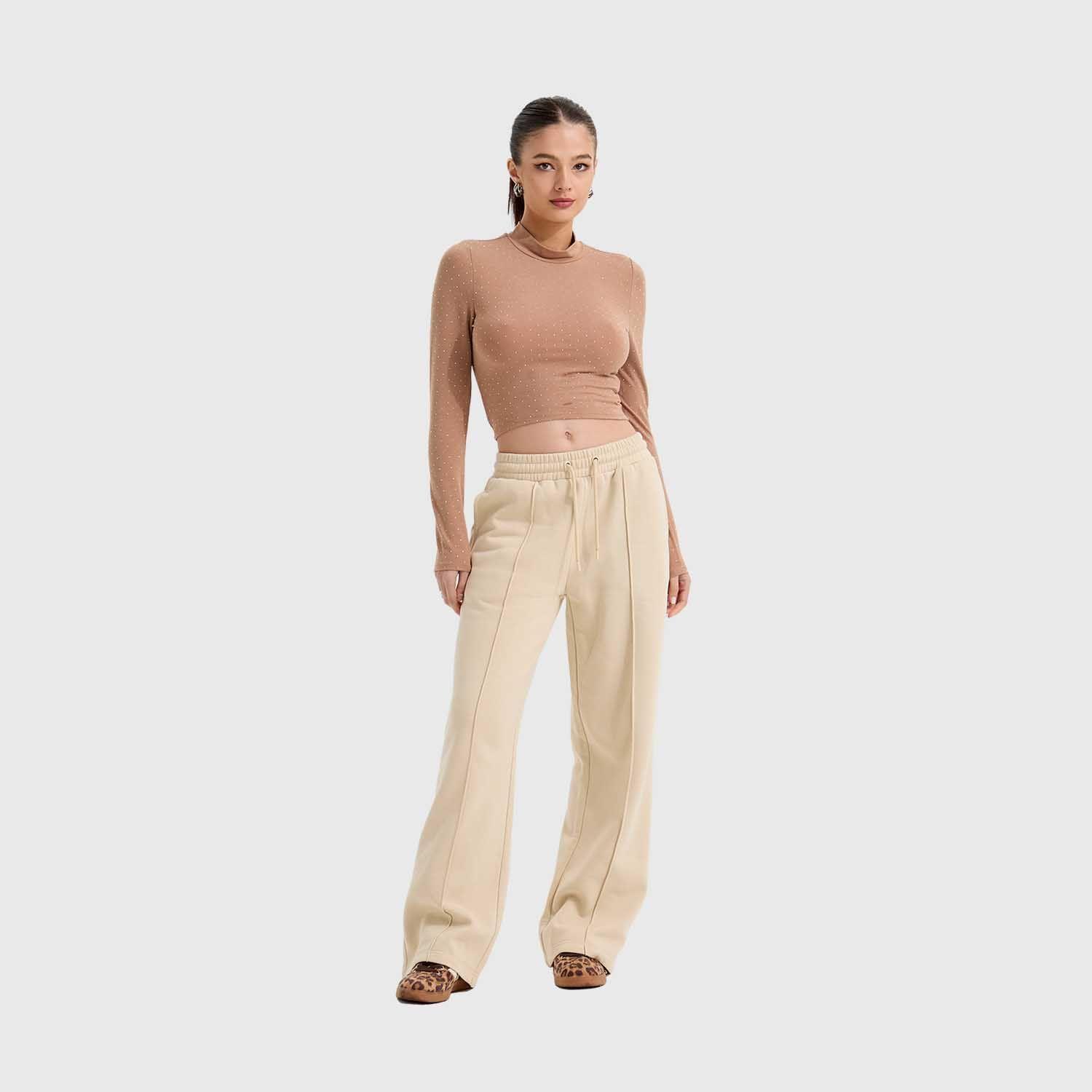 Pantalón Mujer Doble Pretina Beige Fashion's Park-3