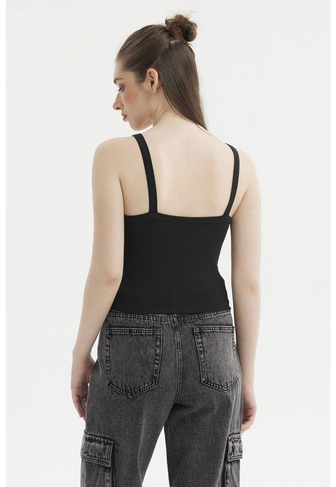 Polera Mujer Tirante Argolla Negro-2