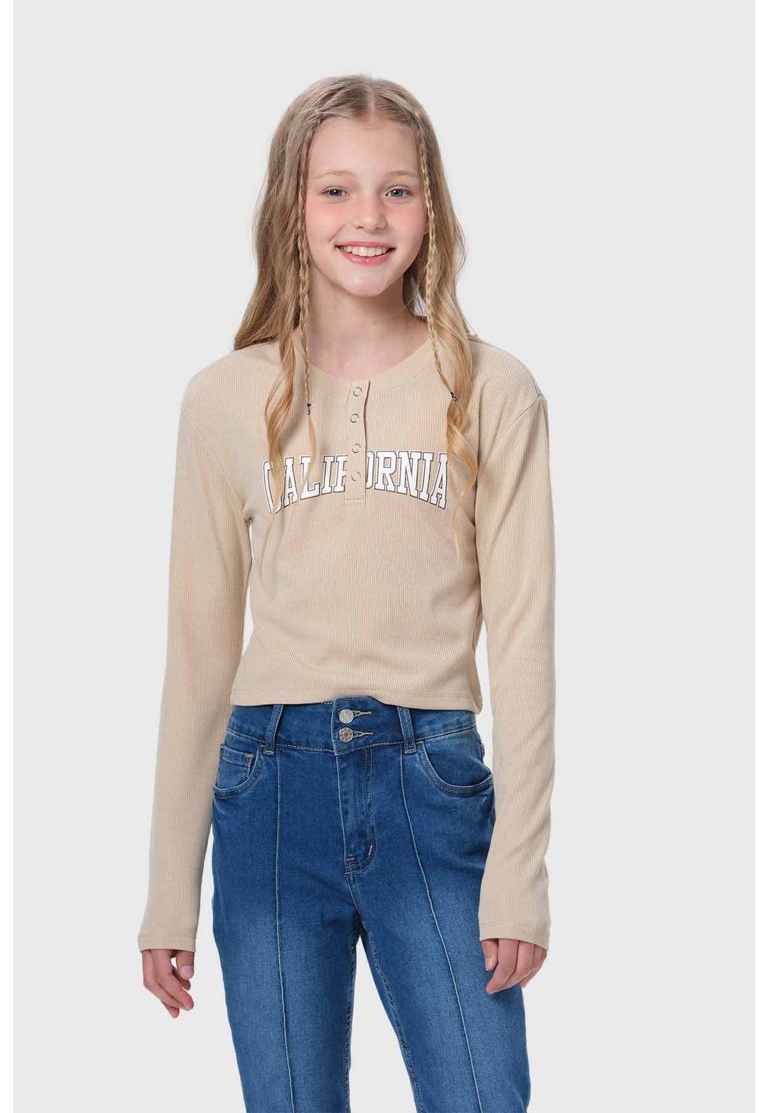 Polera Niña Con Botones Beige-0