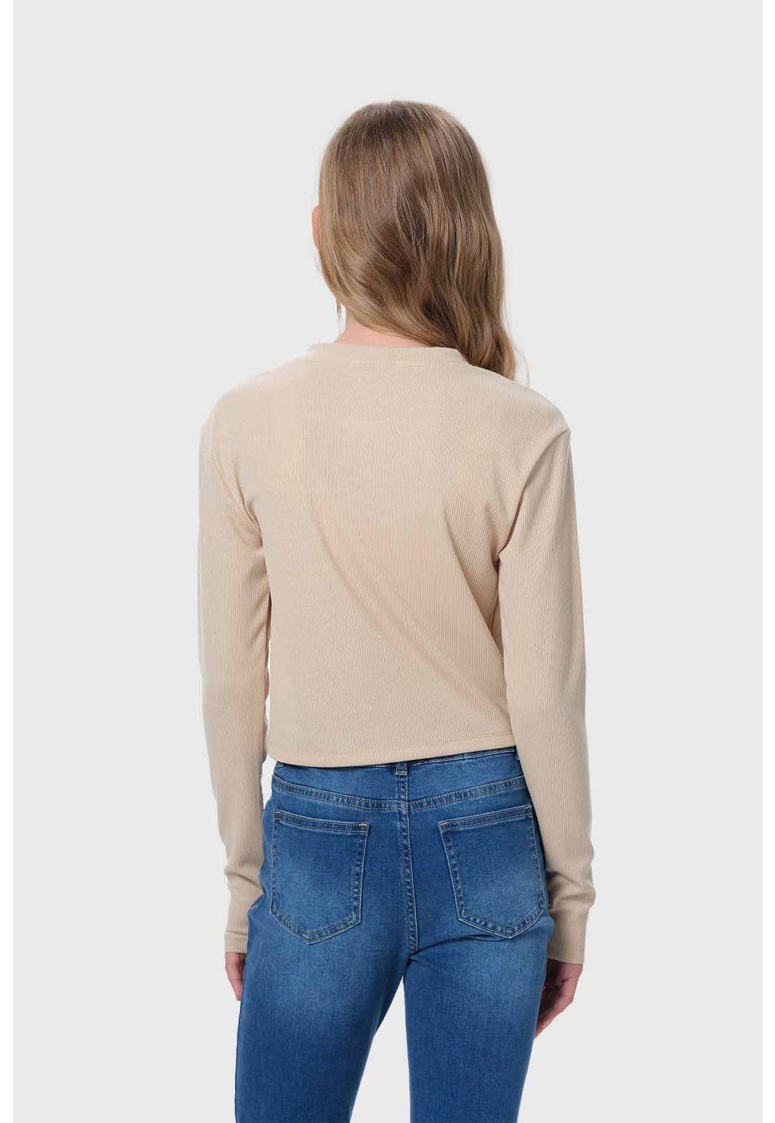 Polera Niña Con Botones Beige-2