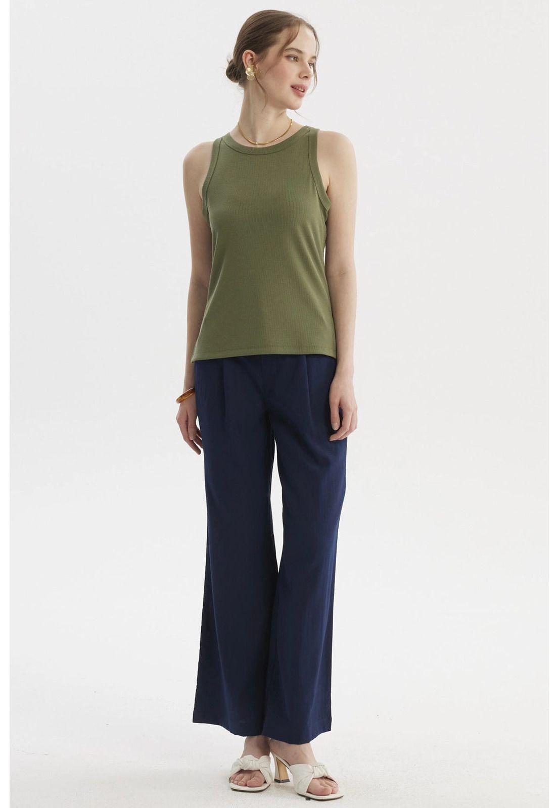 Polera Mujer Con Bote Pabilo Rib Verde Olivo-3