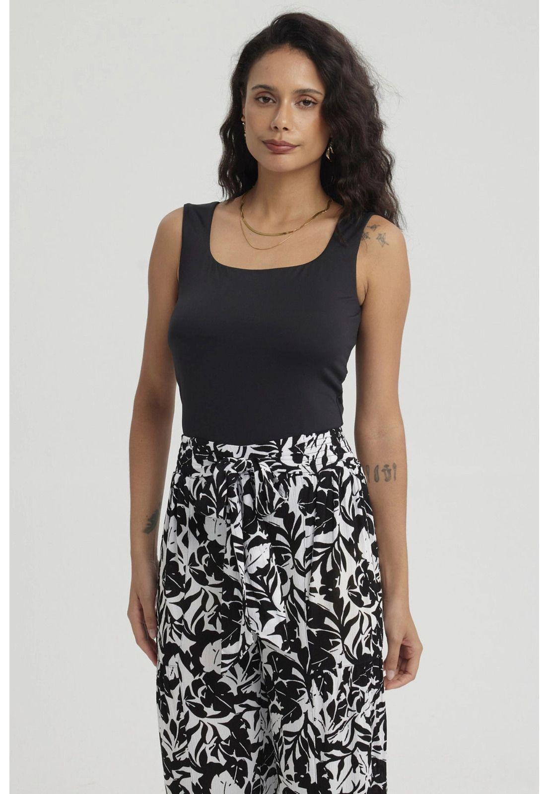 Polera Mujer Escote Cuadrado Negro - Vl-0