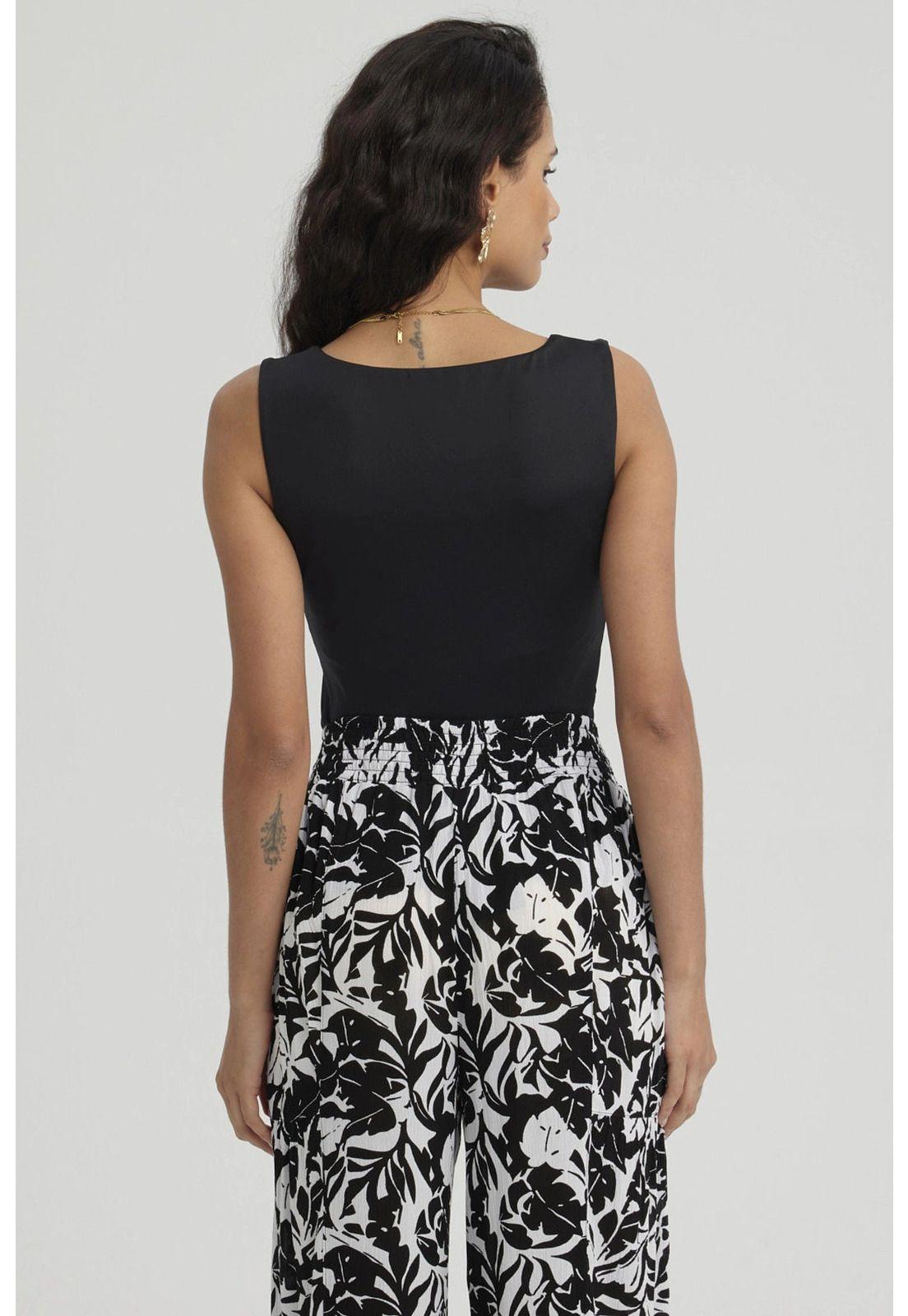 Polera Mujer Escote Cuadrado Negro - Vl-2