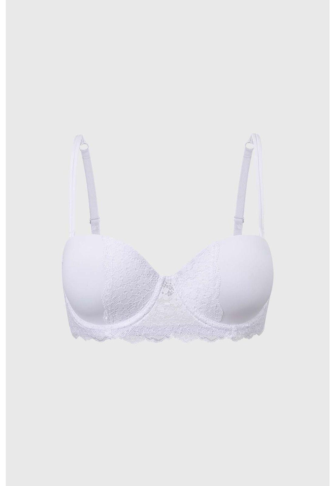 Sostén Mujer Copa Soft Detalle Encaje Blanco-0