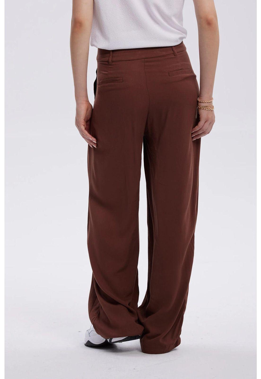 Pantalón Mujer Palazzo Liso Café Oscuro-2