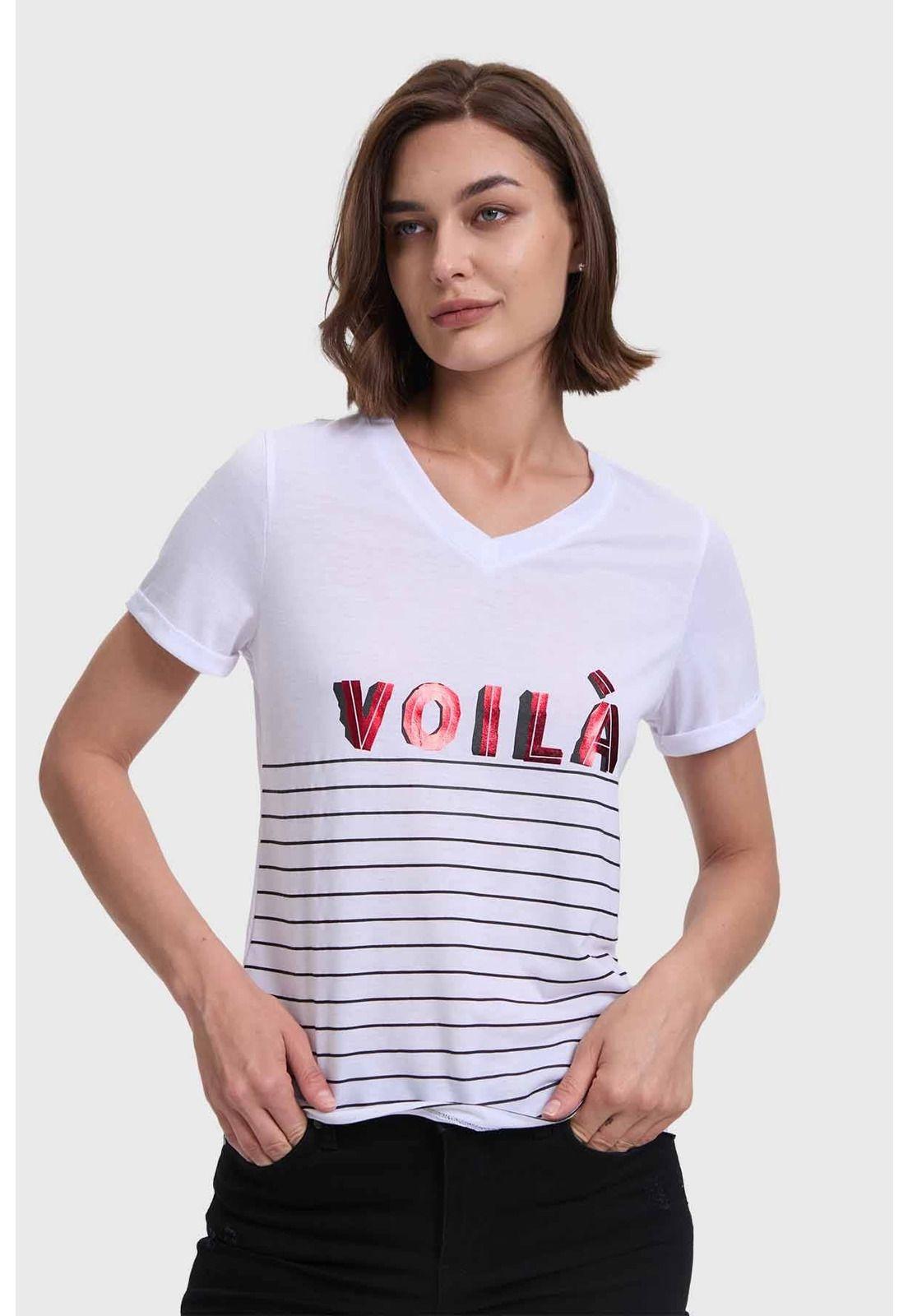 Polera Mujer Print Negro - V-0