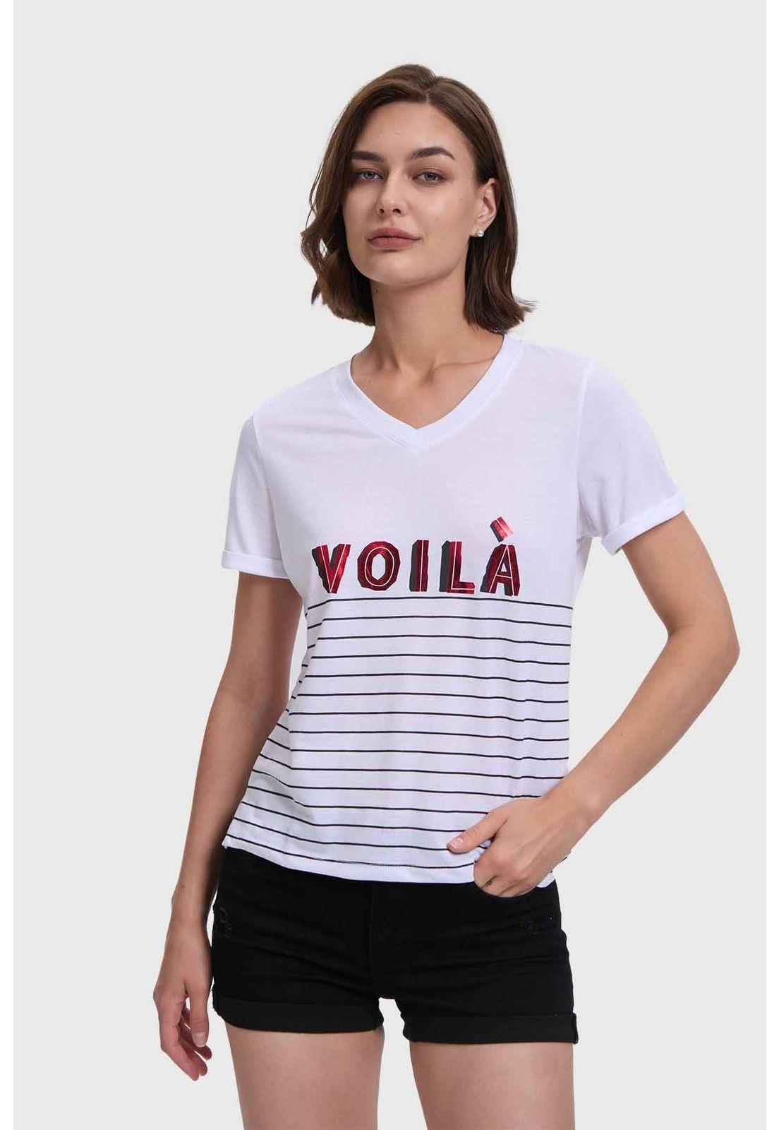 Polera Mujer Print Negro - V-1