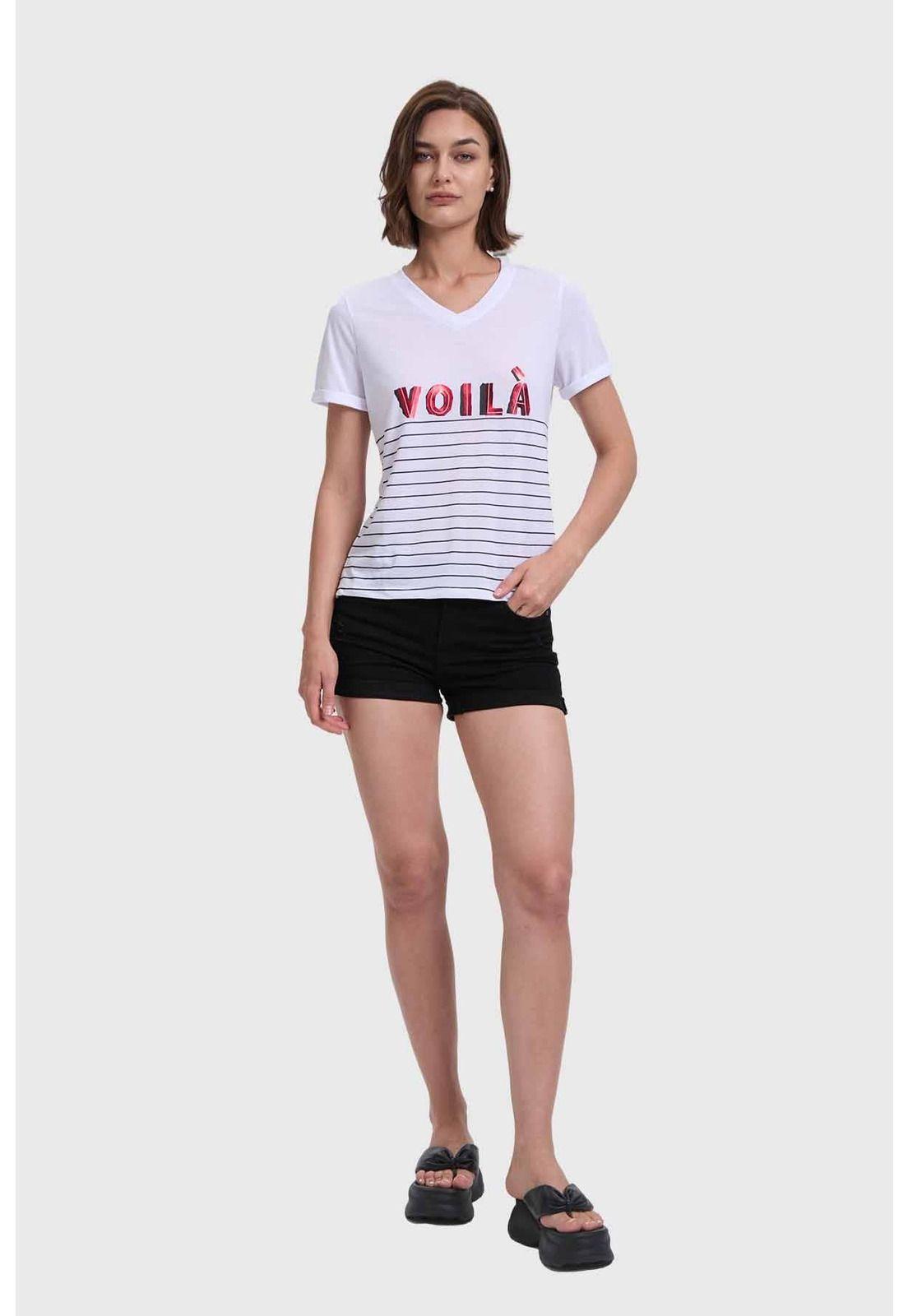 Polera Mujer Print Negro - V-3